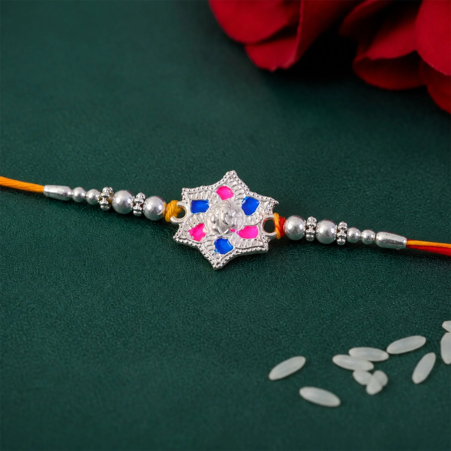 Floral Star Motif Stone Studded Premium Designer Rakhi for Brother - Image 4