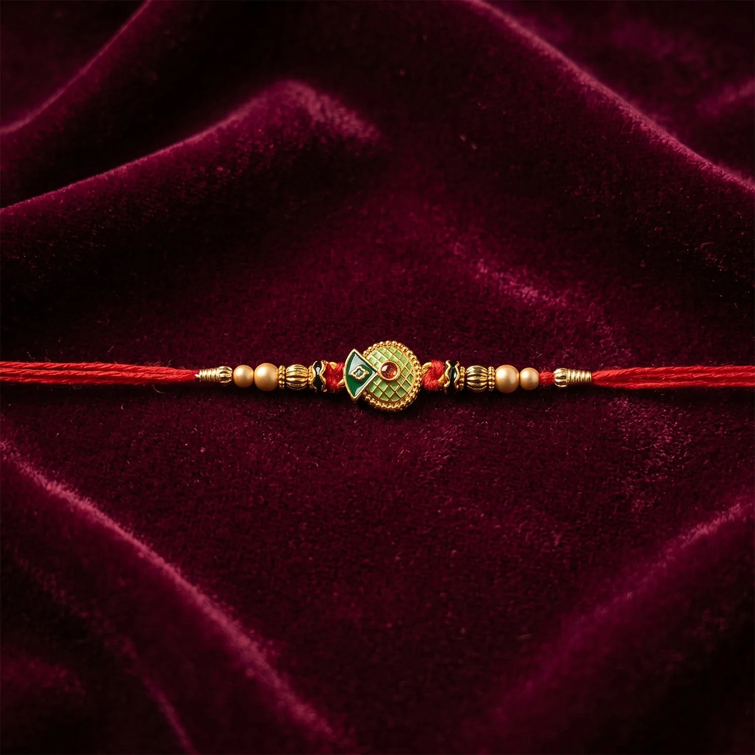 Premium Floral Stone Bhabhi Lumba Rakhi – Elegant Handcrafted Pearl Latkan - Image 2