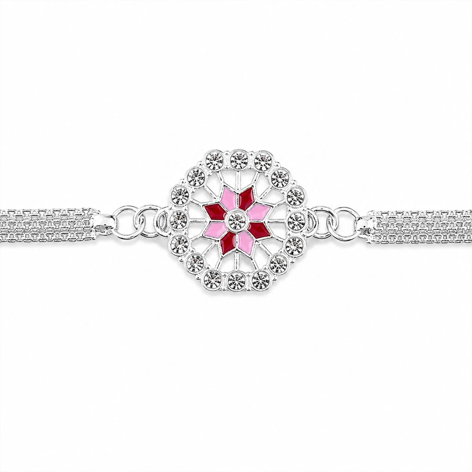 Floral Stone Studded Designer Chain Rakhi for Brother - Image 5