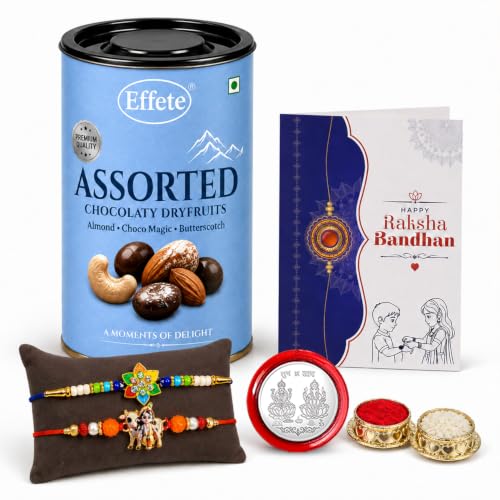 Flower, Krishna Cow Rakhi Combo - Raksha Bandhan Gift with Assorted Choco 96gm, Pack of 6 - Image 6