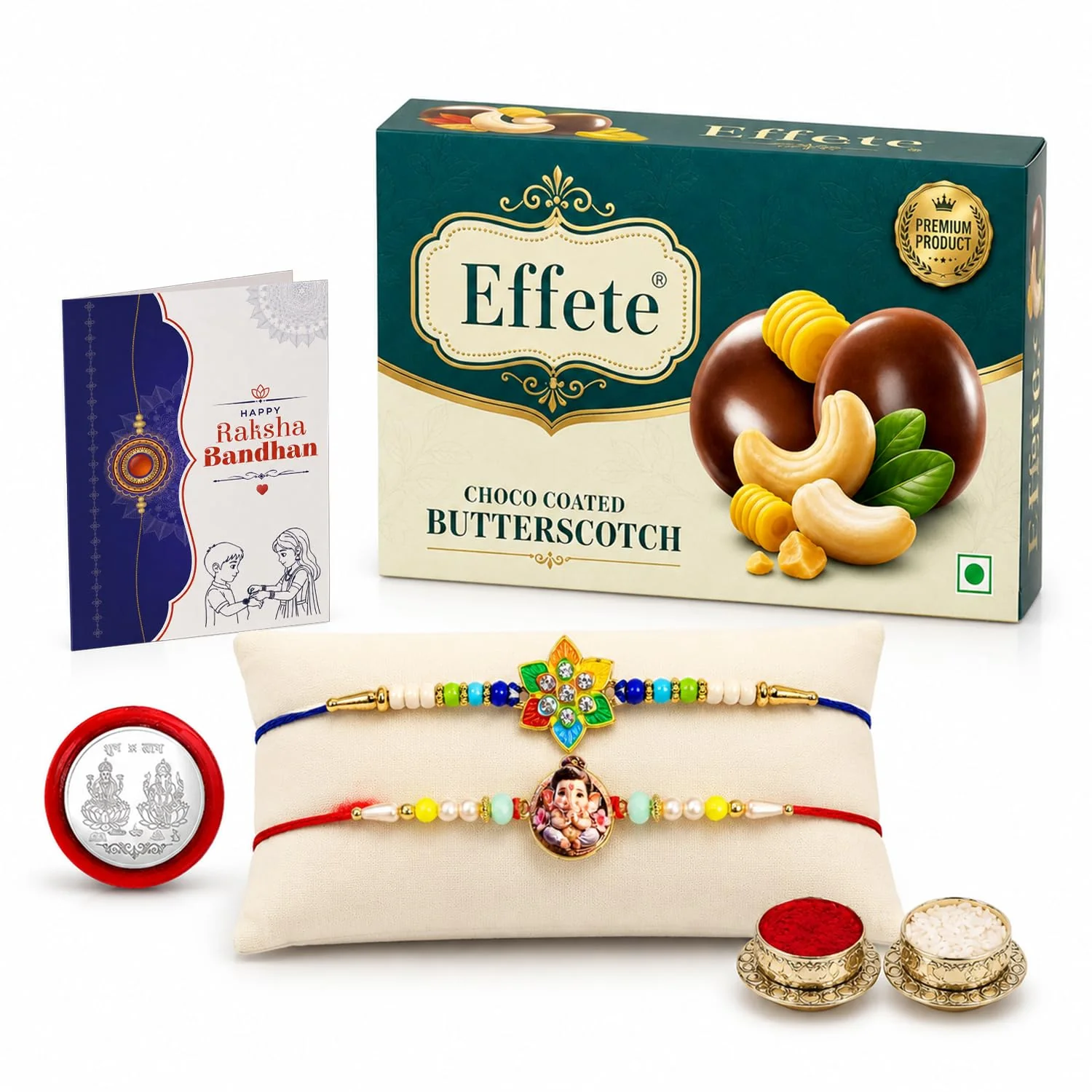 Flower Rakhi Combo - Raksha Bandhan Gift with Choco Butterscotch 32gm, Pack of 6 - Image 5