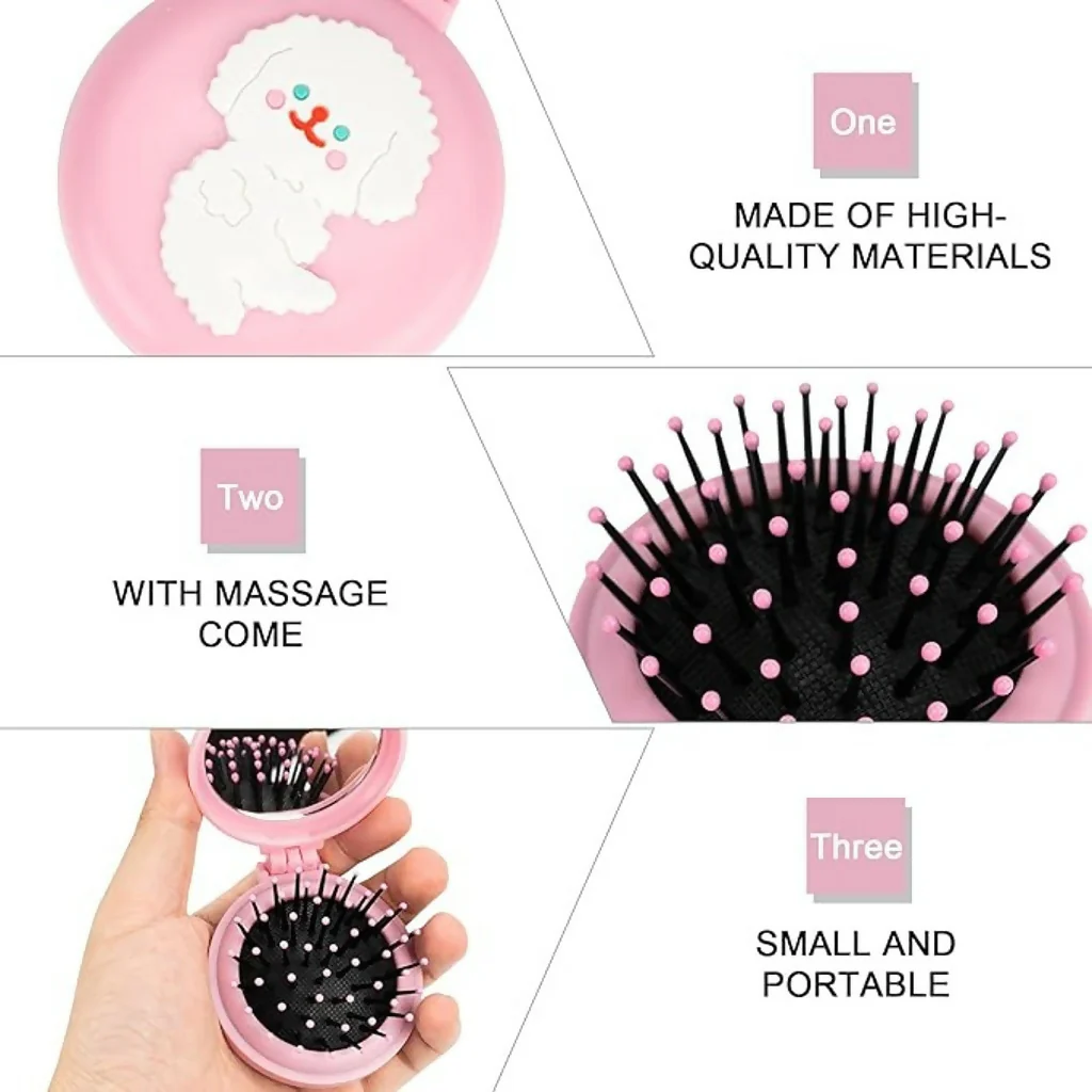 Foldable Hair Brush – Compact Travel Comb with Built-In Mirror - Image 5