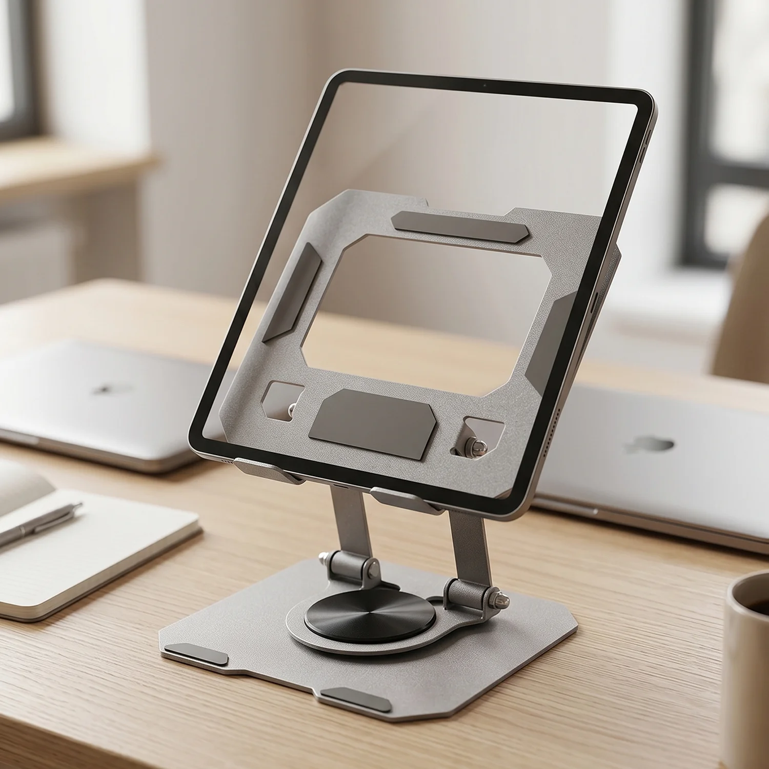 Foldable Metal Phone & Tablet Stand – Adjustable & Portable Desktop Support - Image 8