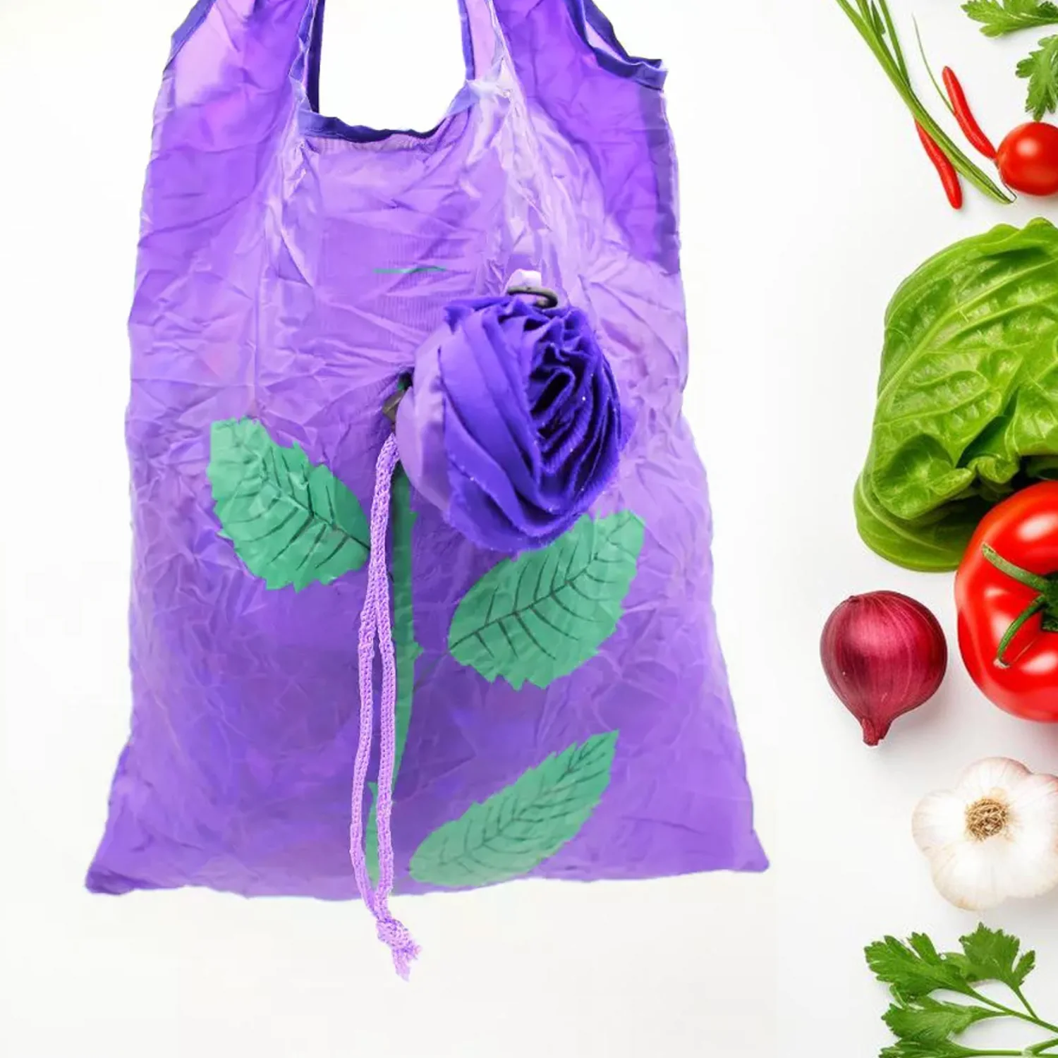 Foldable Shopping Bag – Rose Design Reusable Eco Tote | Organivo - Image 3