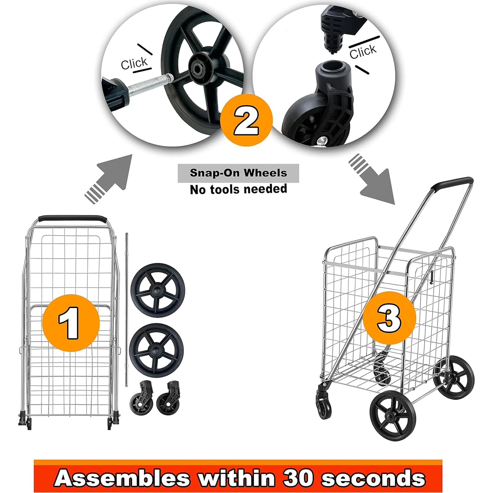 Foldable Shopping Cart – Durable Iron Frame & Dual Swivel Wheels | Organivo - Image 5