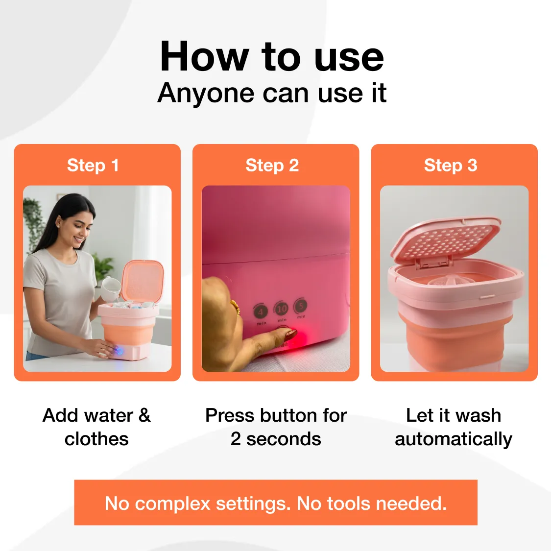Portable Washing Machine – Foldable Mini Washer | Velvet Wipe - Image 7