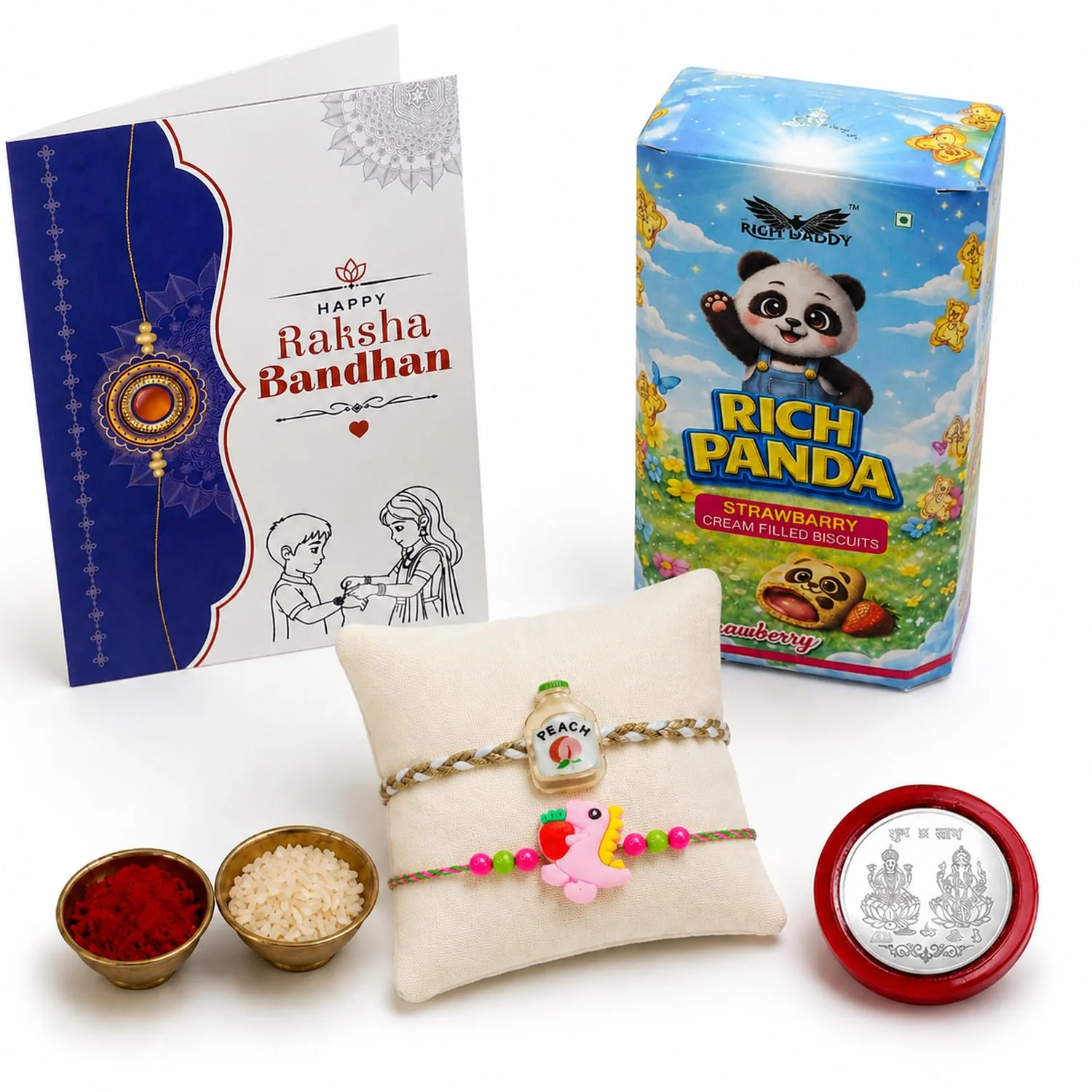 Food Multicolor Rakhi – Strawberry Cream Filled Raksha Bandhan Gift Combo (Pack of 6) - Image 5