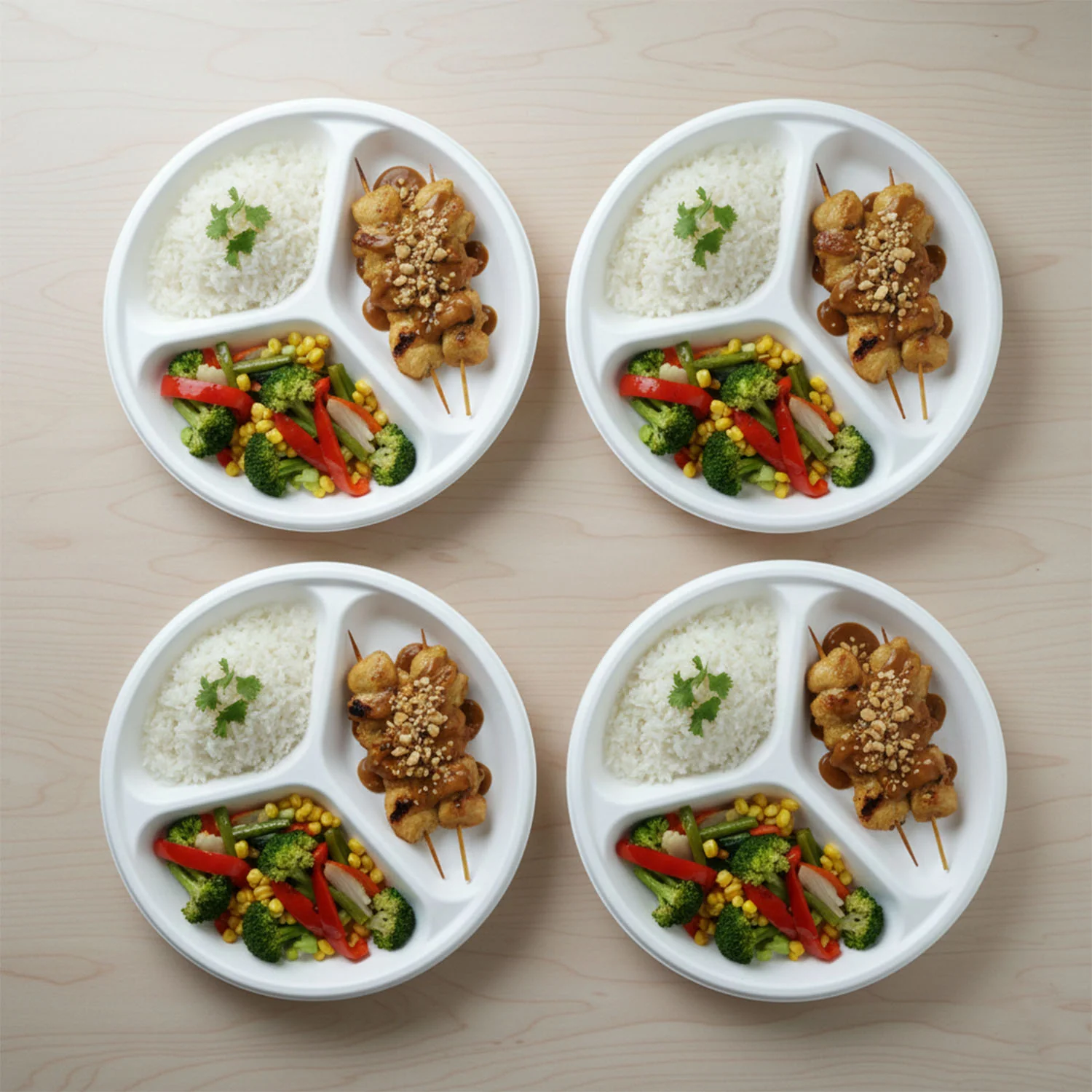 Compostable 10 Inch 3-Compartment Bagasse Plate – Leak-Resistant & Eco-Friendly - Image 4