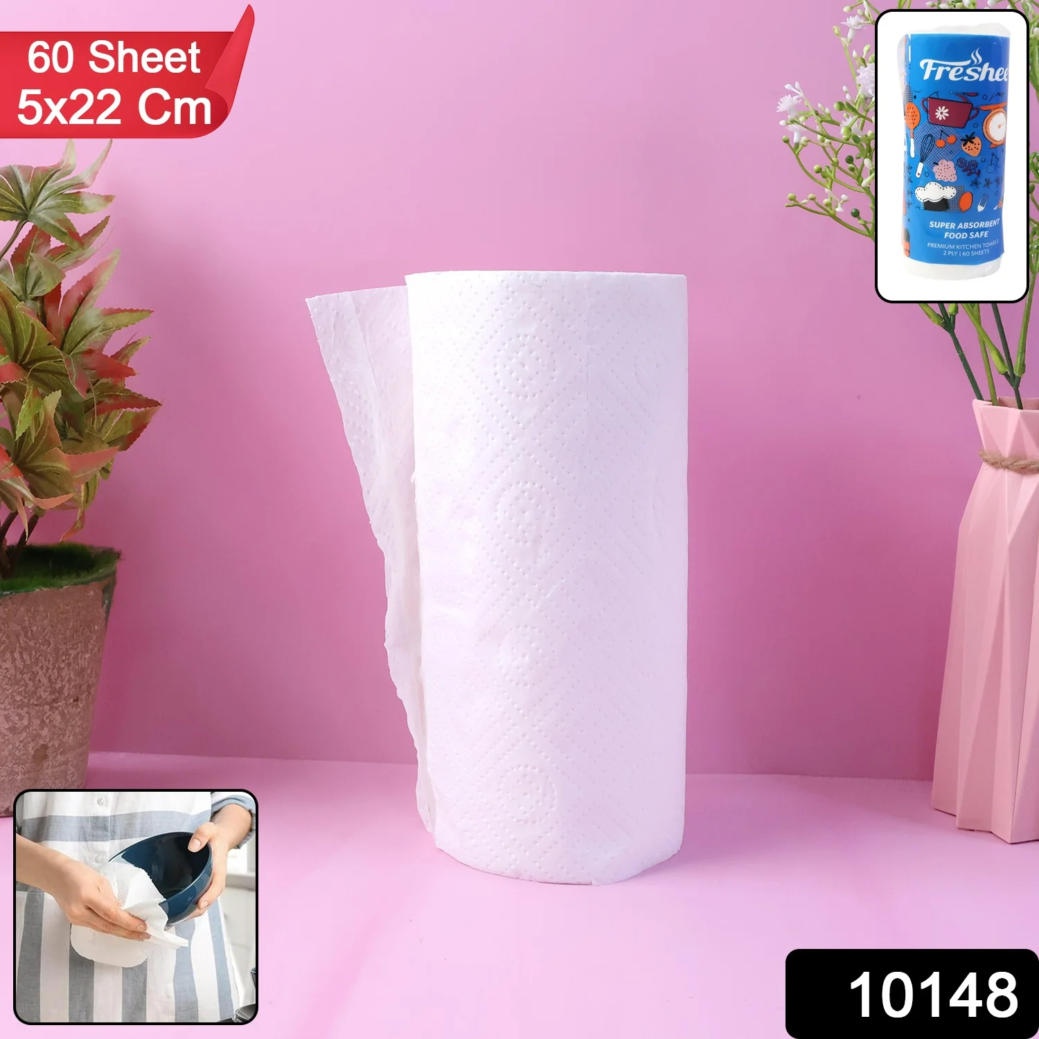 Kitchen Paper Towel Roll – 60 Super Absorbent Sheets - Image 2