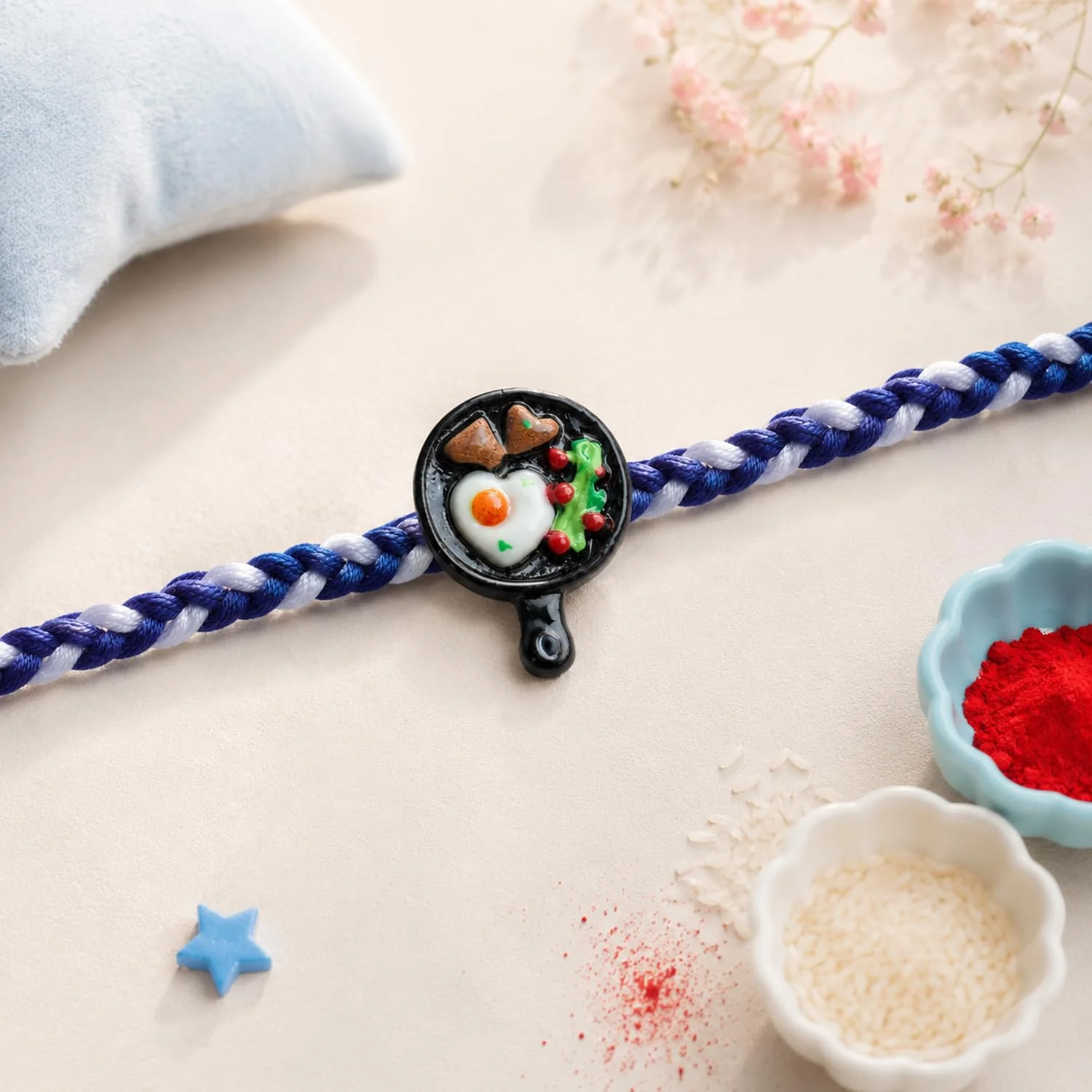 Frying Pan Charm Multicolor Rakhi – Biscolata Cream Wafer Roll Gift Combo (Pack of 6) For Raksha Bandhan - Image 6