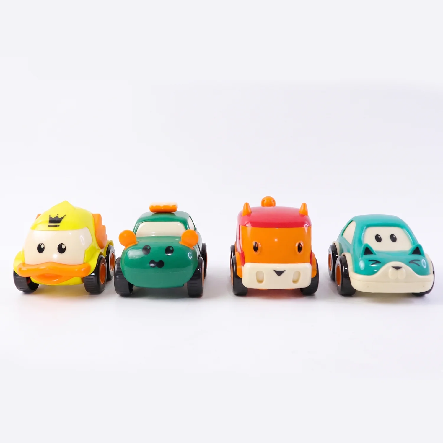 Animal Cartoon Pull-Back Toy Car Set – 4 Vibrant Mini Vehicles - Image 4