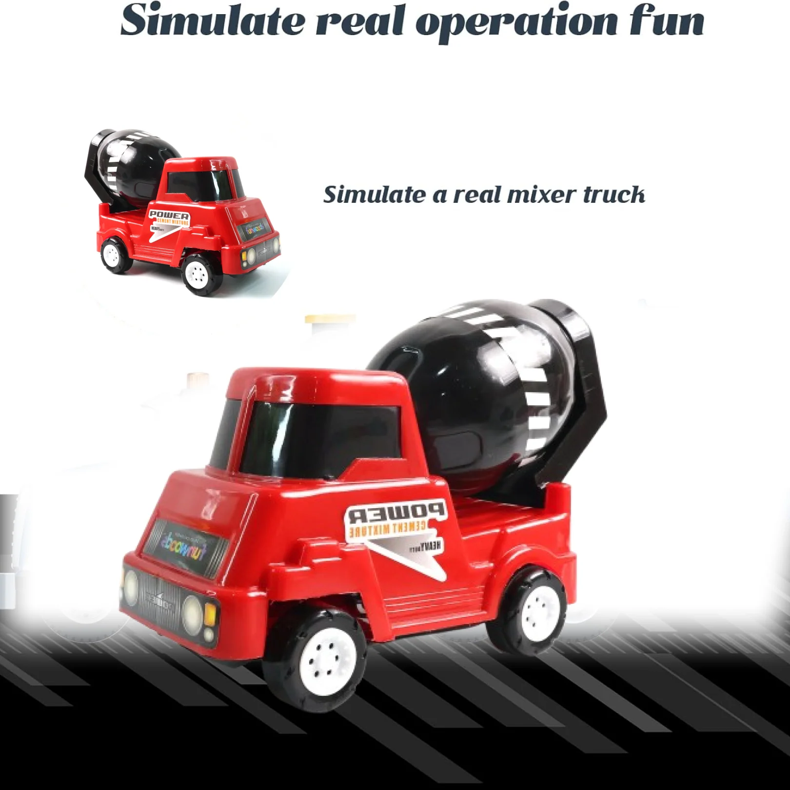 Kids Cement Mixer Toy Truck – Friction Powered Fun for Toddlers - Image 3