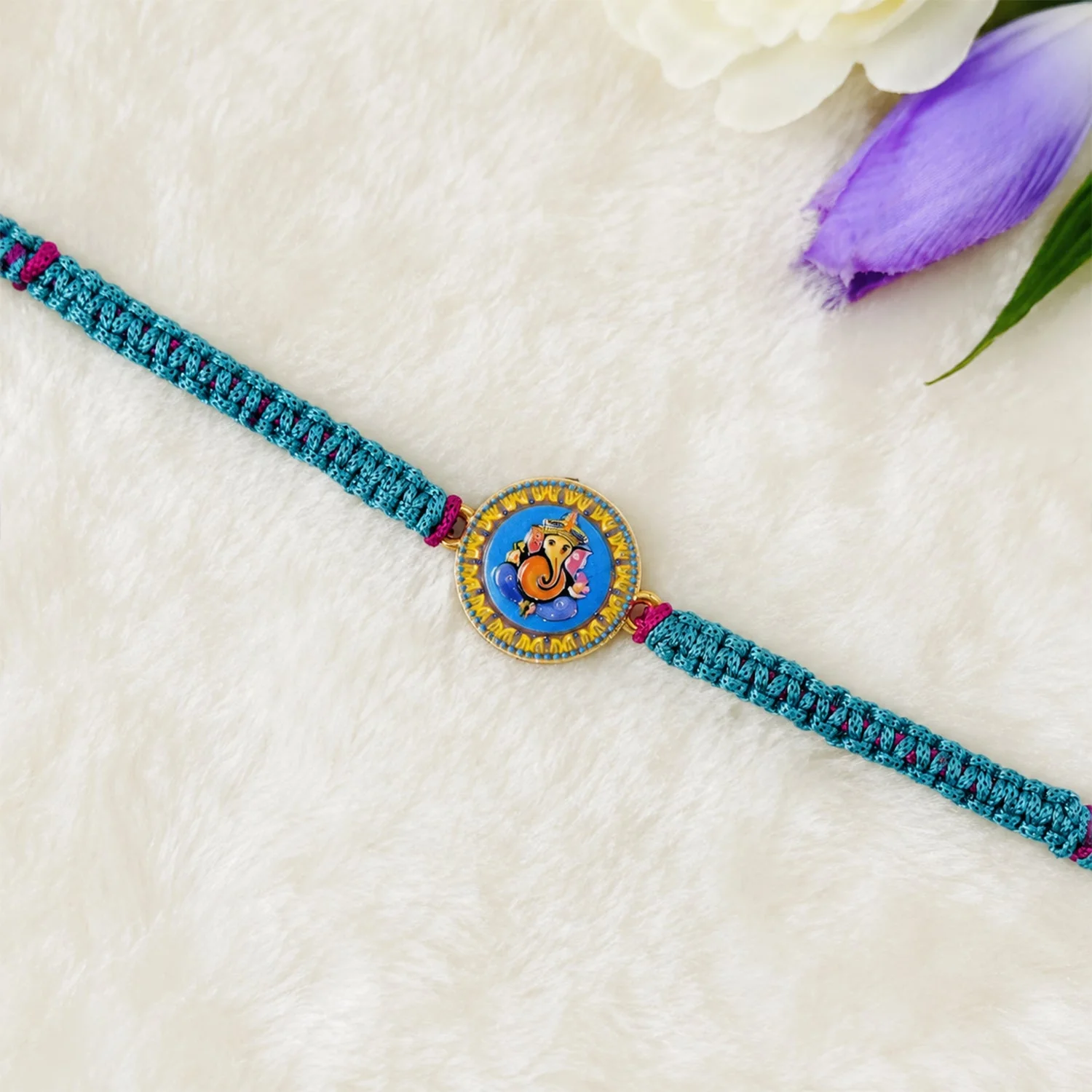 Ganesh Charm Rakhi – Lightweight & Stylish Festive Accessory - Image 4