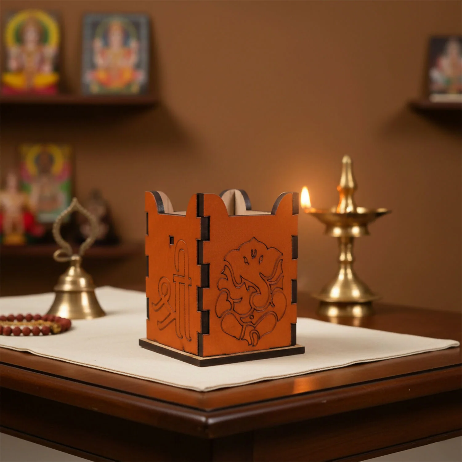 Ganesh Wooden Diya Stand – Divine Shadow & Durable MDF Base - Image 2