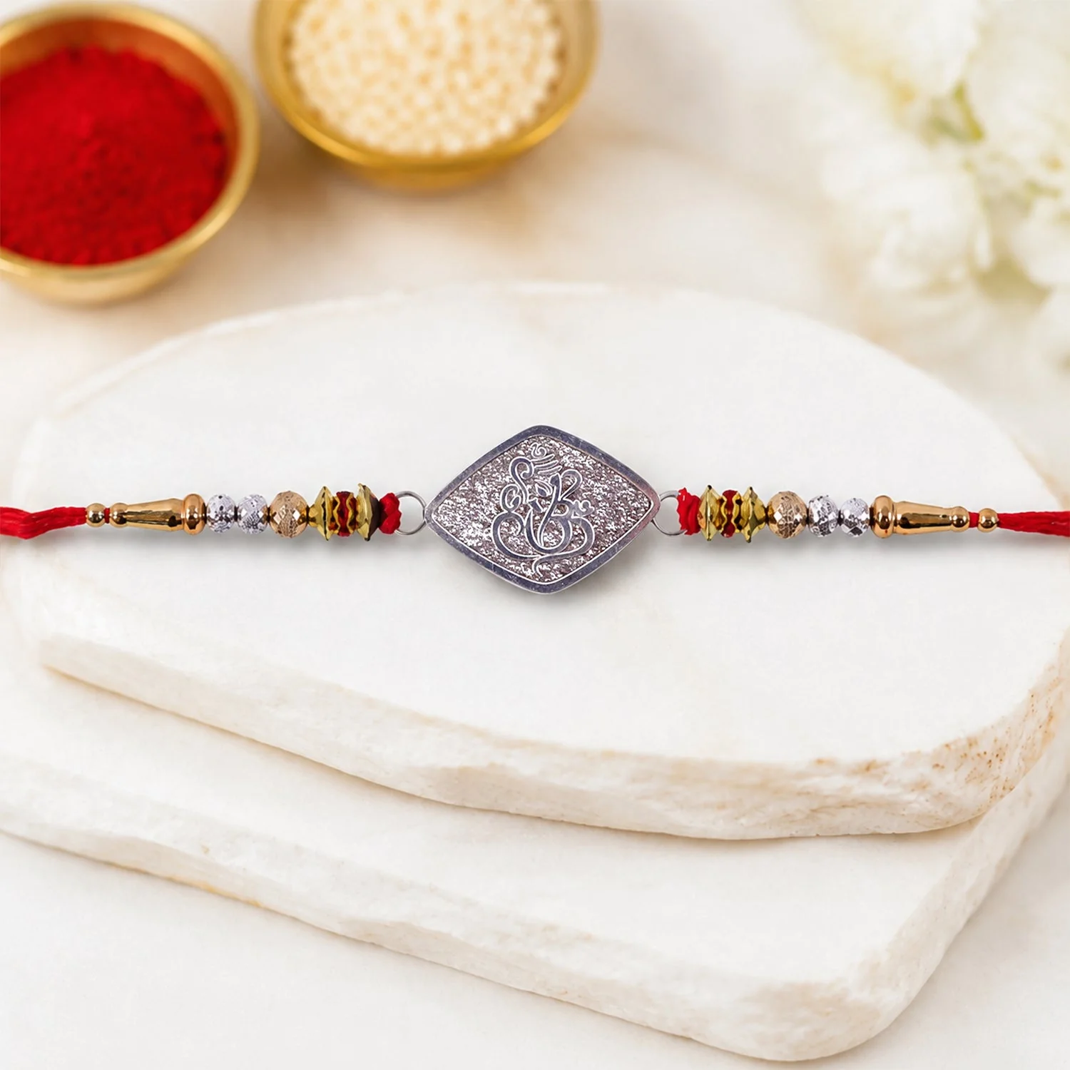 Ganesha Charm Studded Designer Rakhi for Brother - Image 3