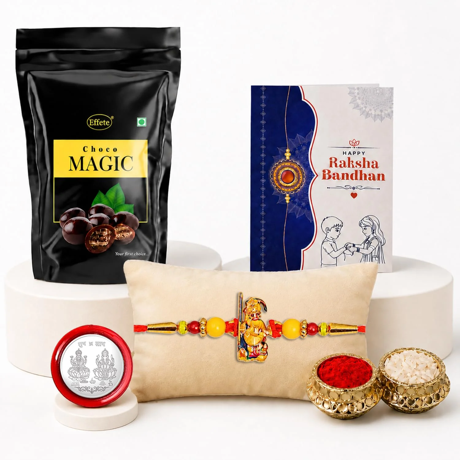 Ganesha Rakhi Combo - Raksha Bandhan Gift with Choco Magic Standy Pouch, Pack of 5 - Image 5