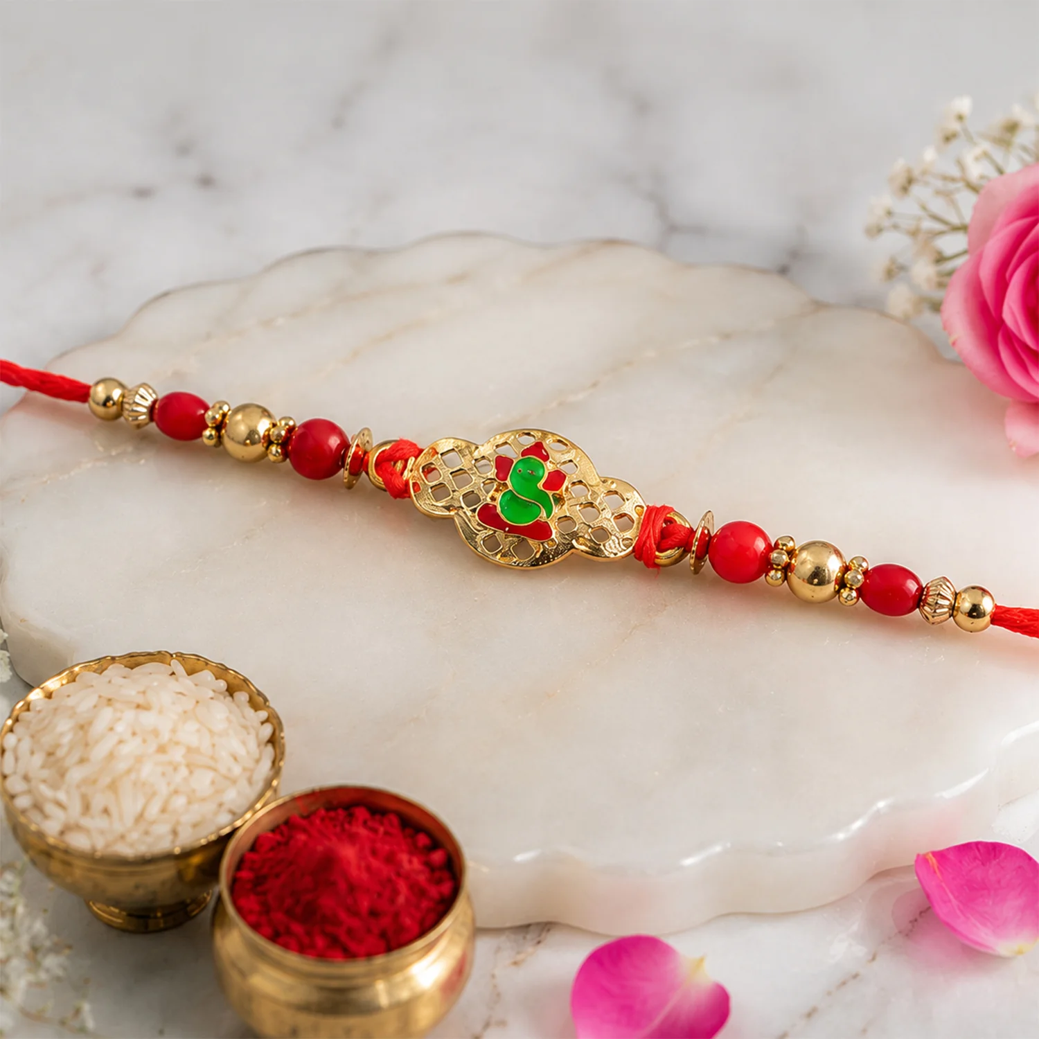 Ganesha Rakhi, Elegant Gold Finish for Raksha Bandhan - Image 3