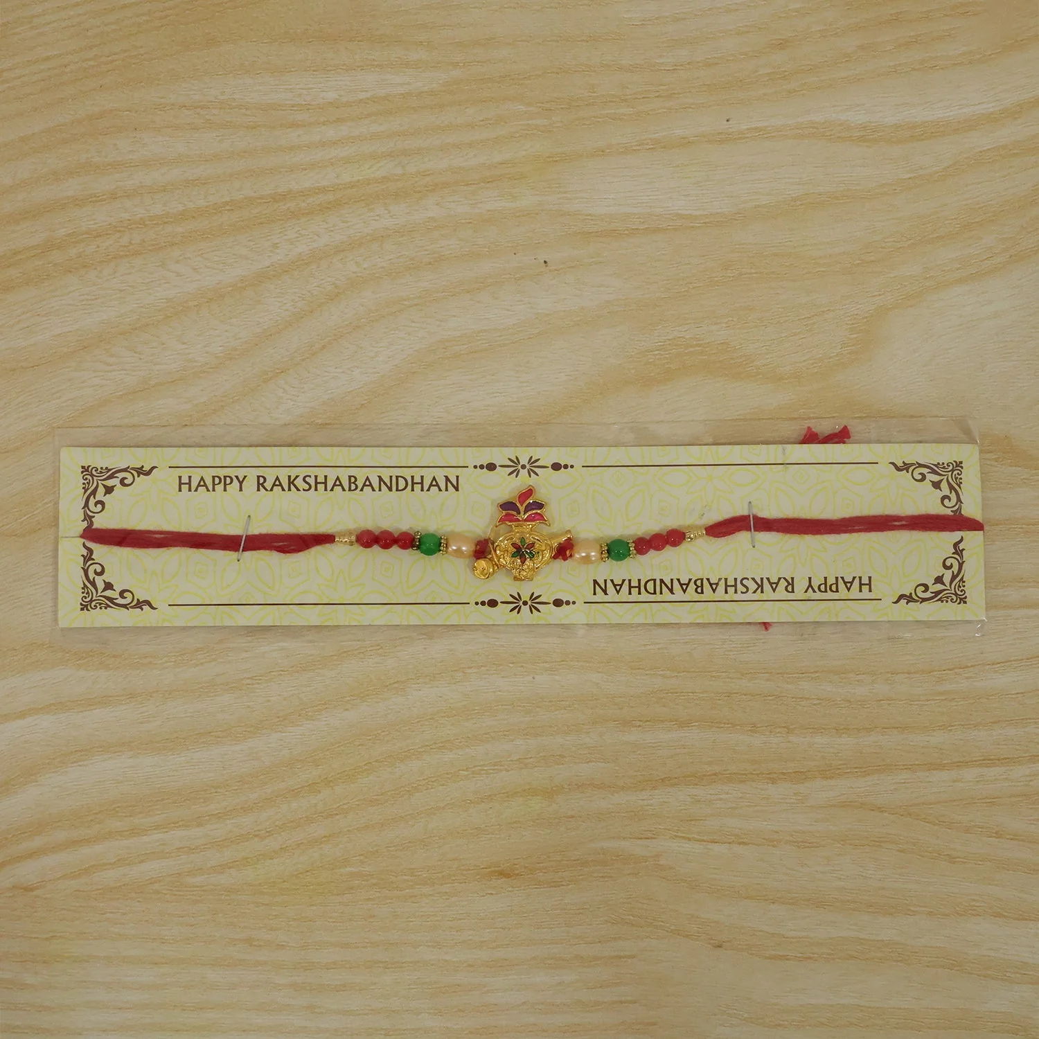 Ganesha Red Green Beads Rakhi for Brother Bhai Raksha Bandhan Festival Special Gift - Image 6