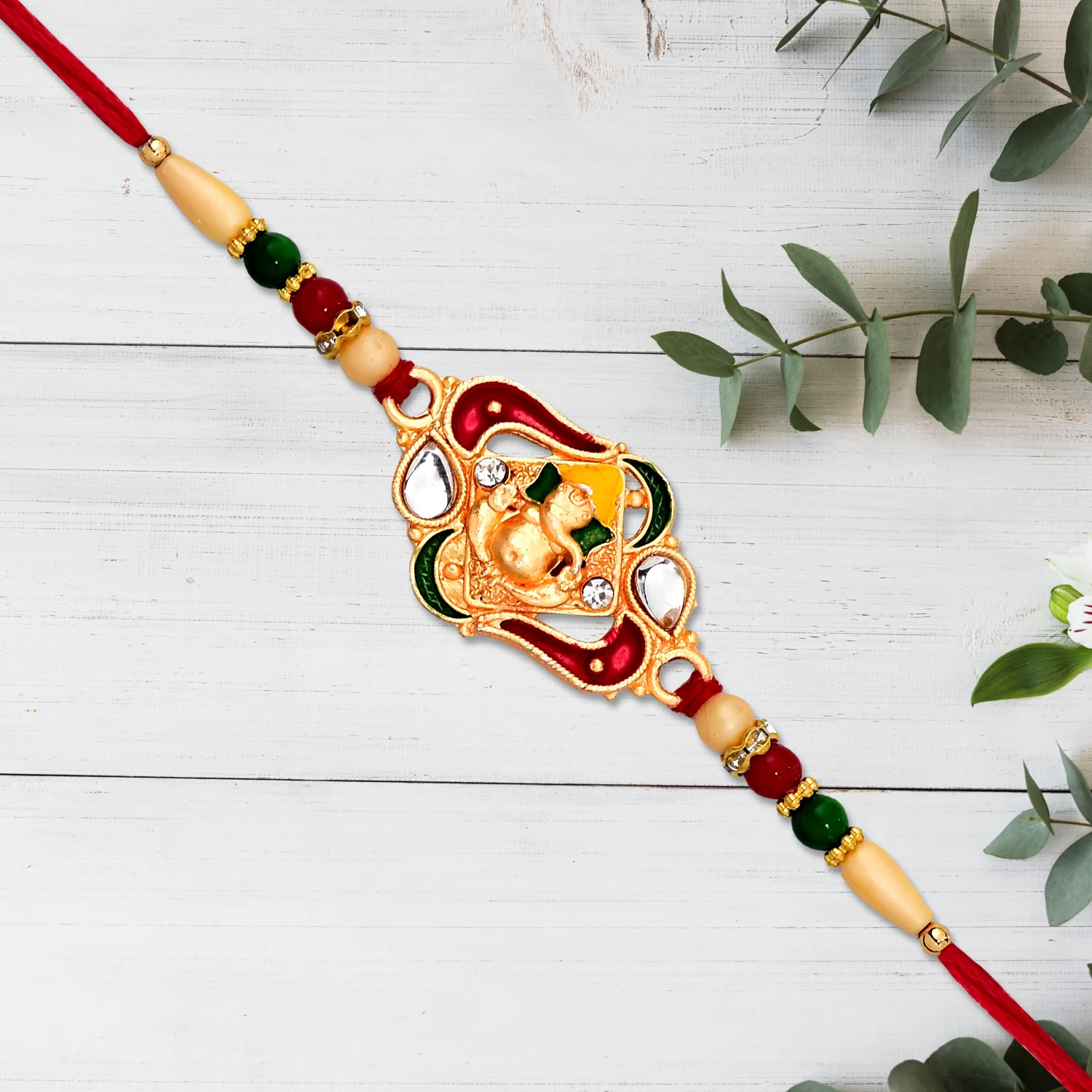 Ganpati Bappa Ki Rakhi – Elegant Traditional Raksha Bandhan Gift - Image 5