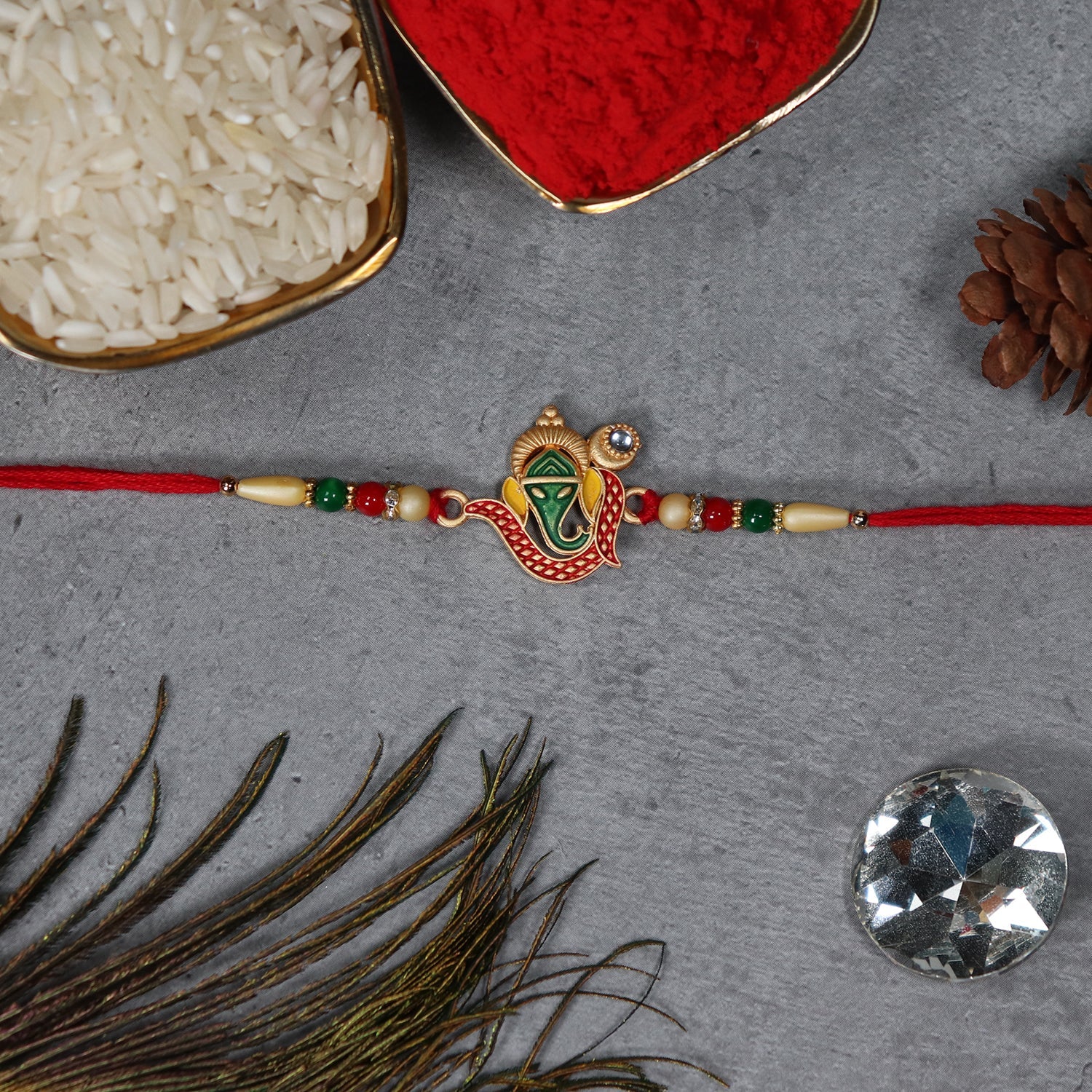 Ganpati Rakhi, Handcrafted traditional thread for Rakshabandhan - Image 2