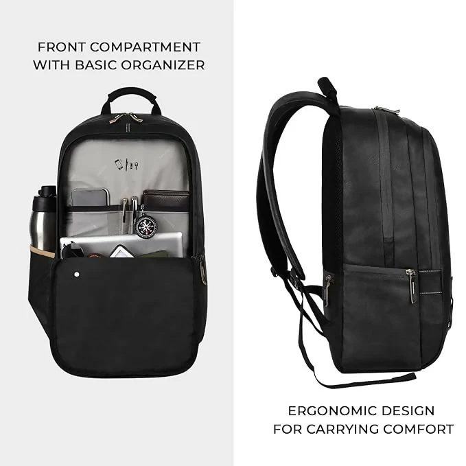 Laptop Backpack – Waterproof Classic Faux Leather, 20L Capacity - Image 2