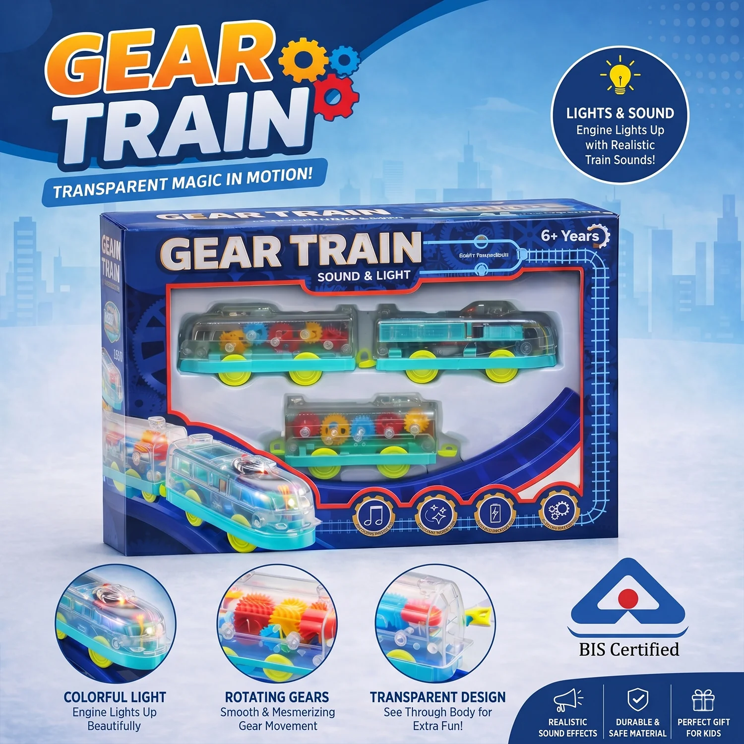 Gear Train Sound & Light – Engaging Kids Electric Train Set - Image 3