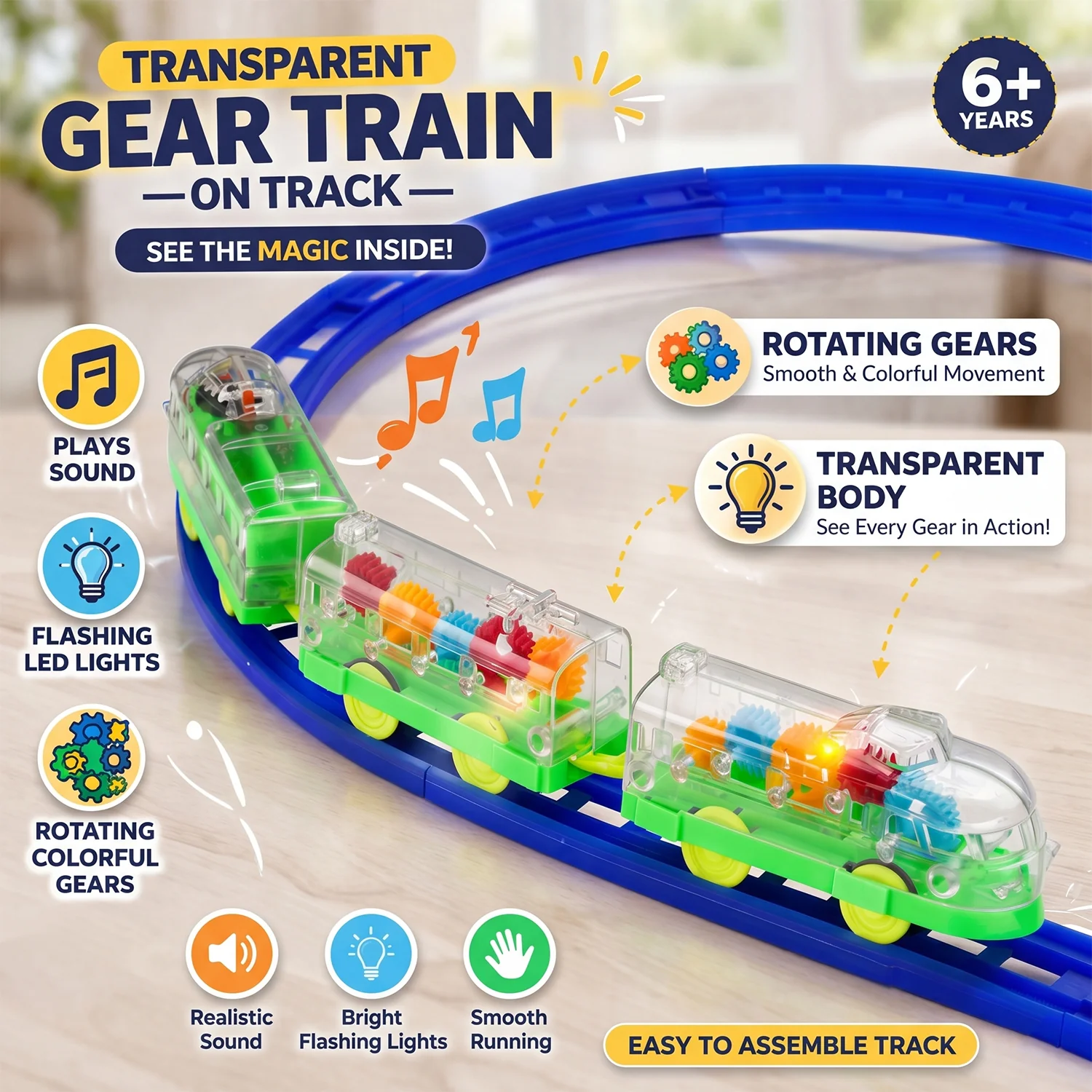Gear Train Sound & Light – Engaging Kids Electric Train Set - Image 6