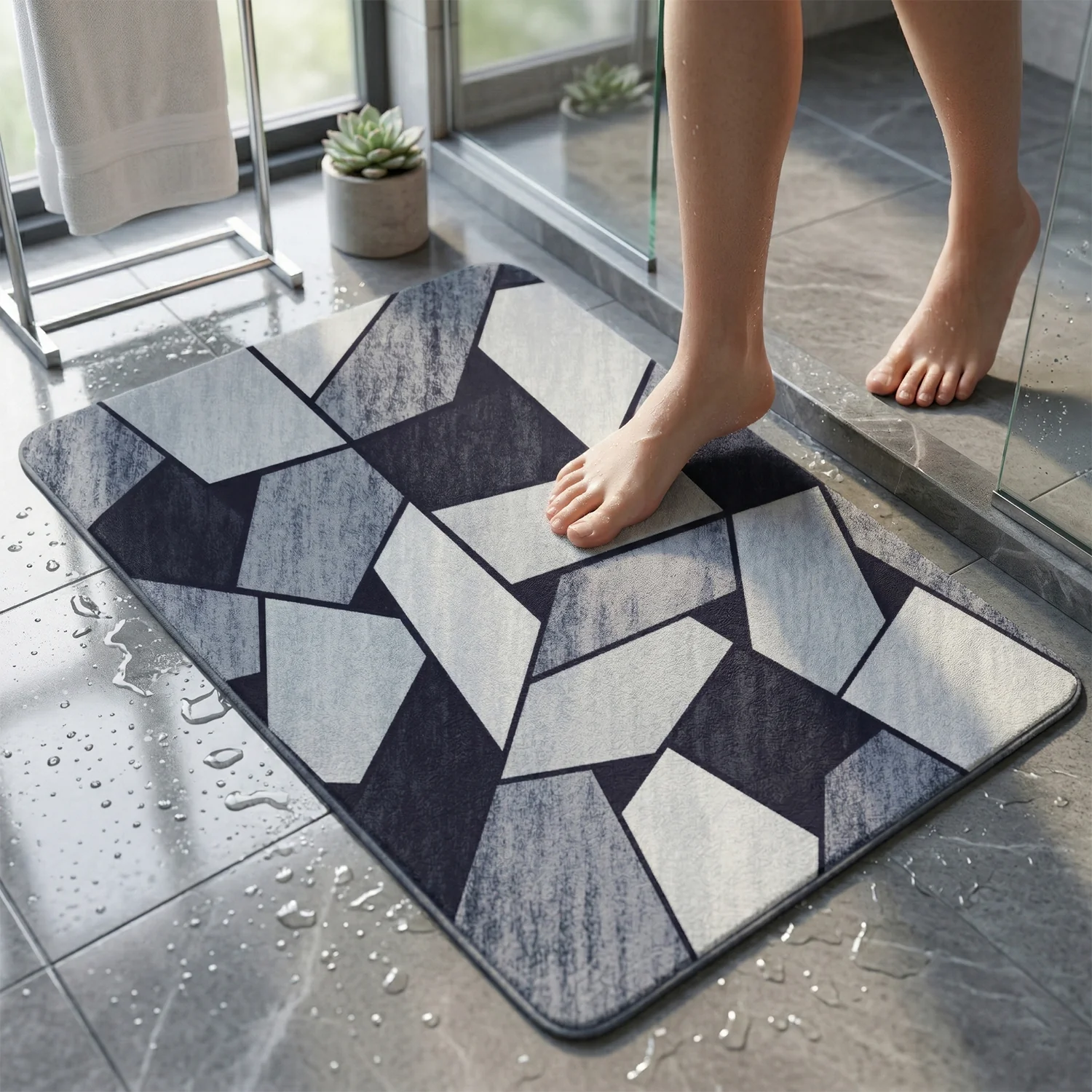 Geometric Anti Slip Door Floor Mat – Stylish & Water Absorbent - Image 4