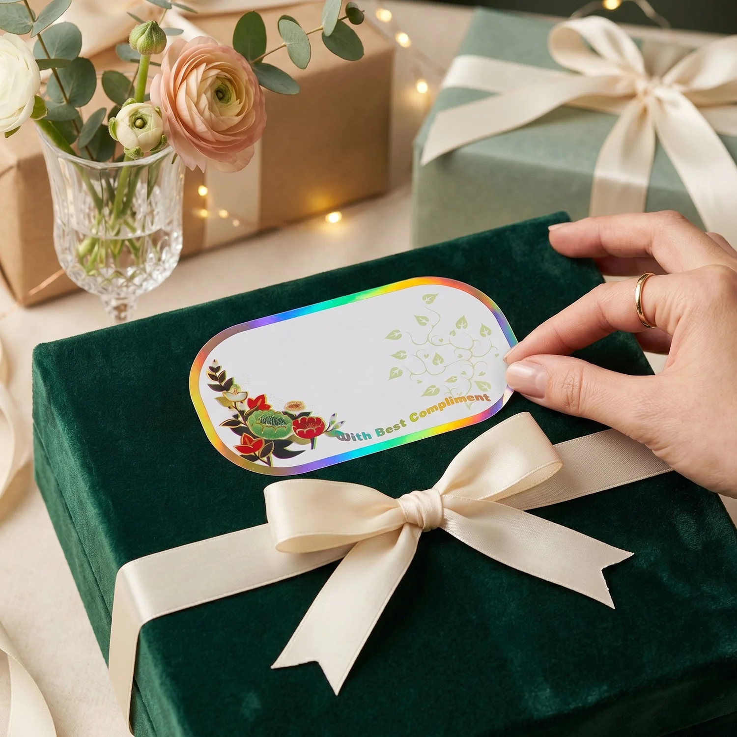 Gift Tag Stickers – Elegant Floral Gold Foil Labels for Gifting - Image 7