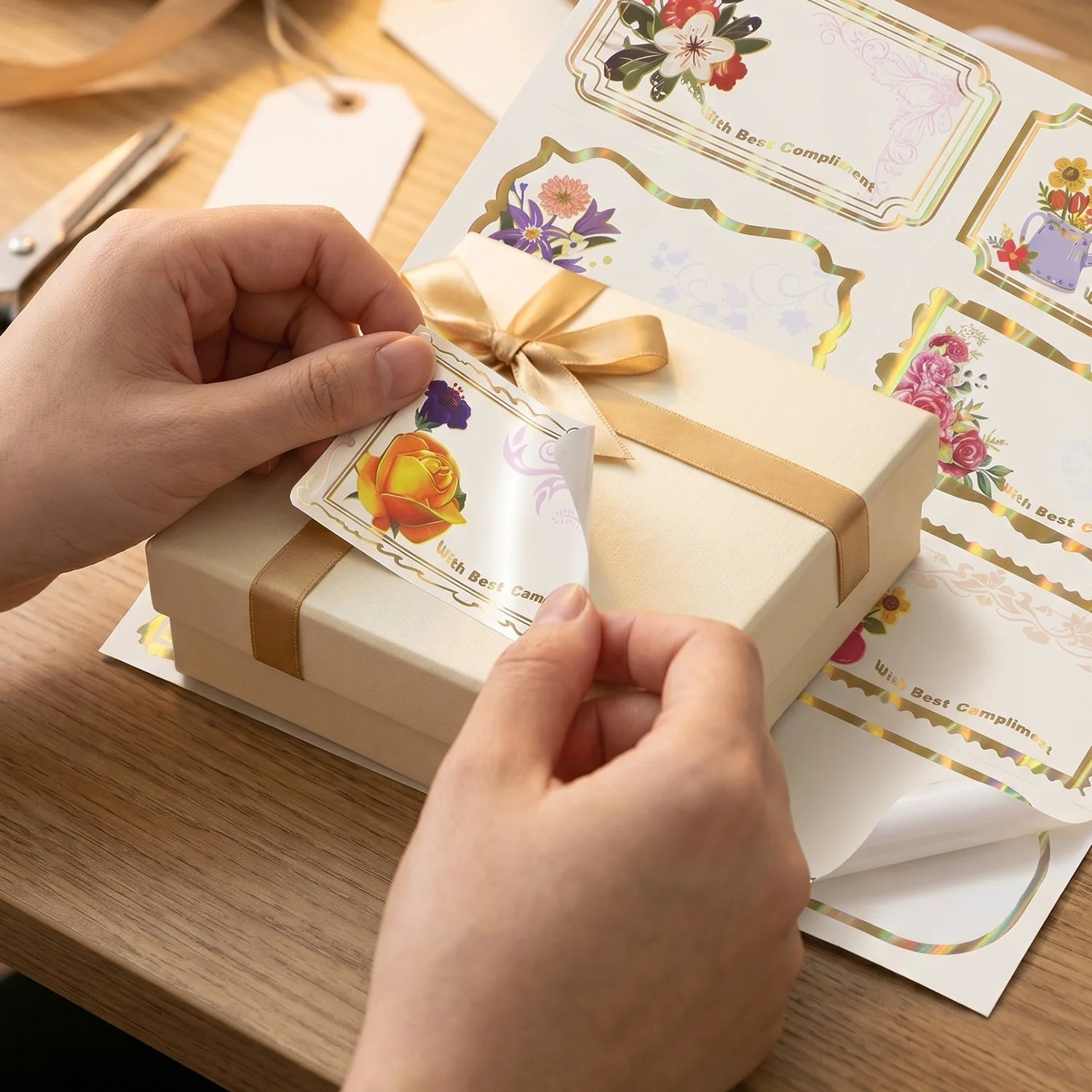 Gift Tag Stickers – Elegant Floral Gold Foil Labels for Gifting - Image 8