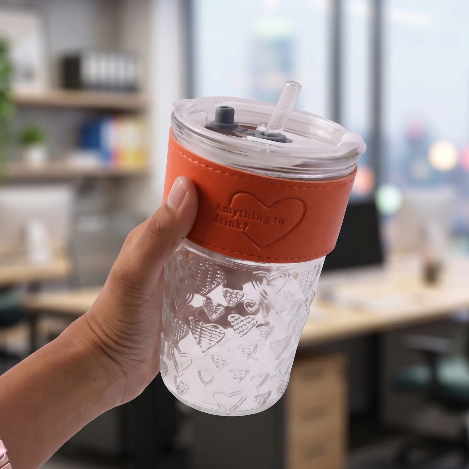 Glass Drinking Tumbler – Spill-Resistant Lid & Elegant Design - Image 7