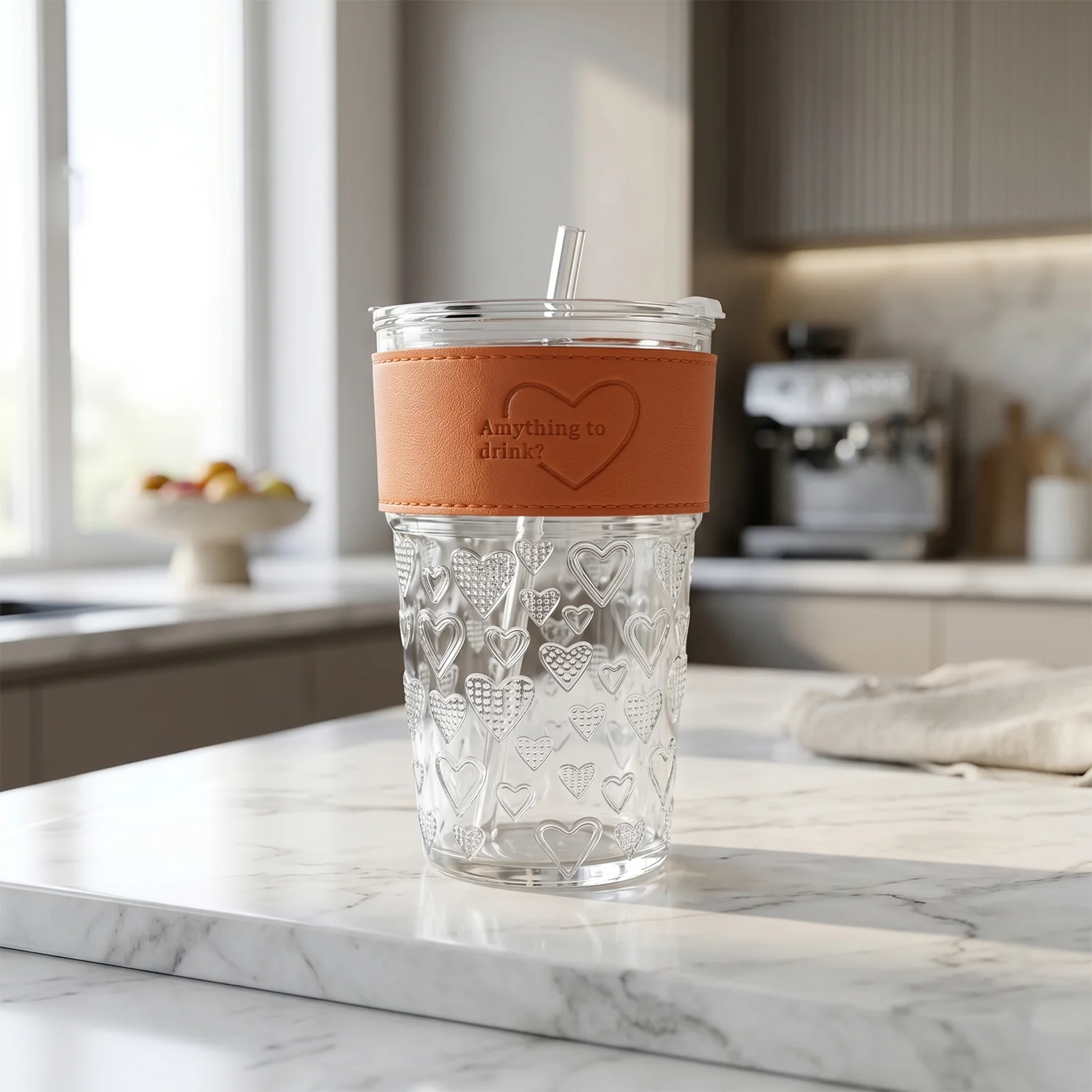 Glass Drinking Tumbler – Spill-Resistant Lid & Elegant Design - Image 8