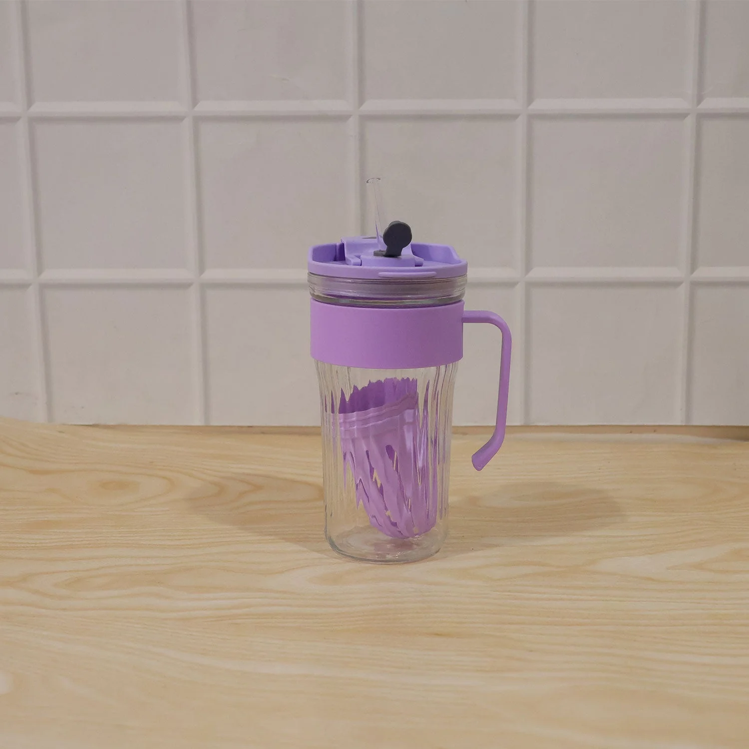 Glass Tumbler – Reusable Cold Beverage Mug with Lid and Straw - Image 7