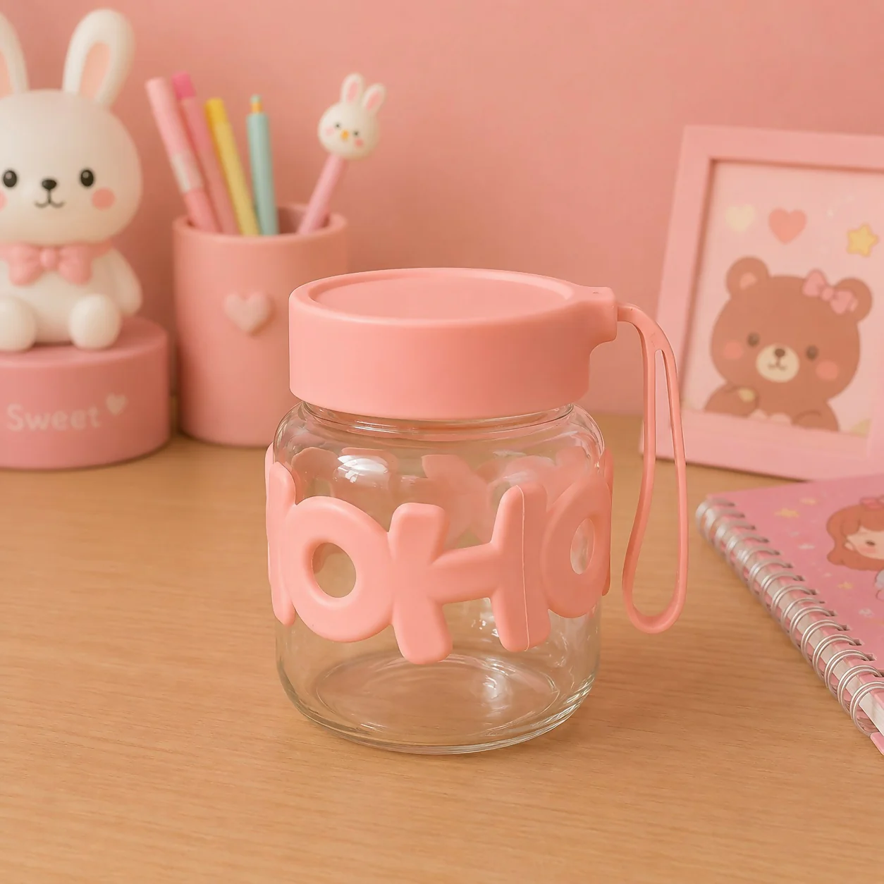 Glass Water Bottle – Silicone Sleeve & 300ml Capacity for Easy Hydration - Image 2
