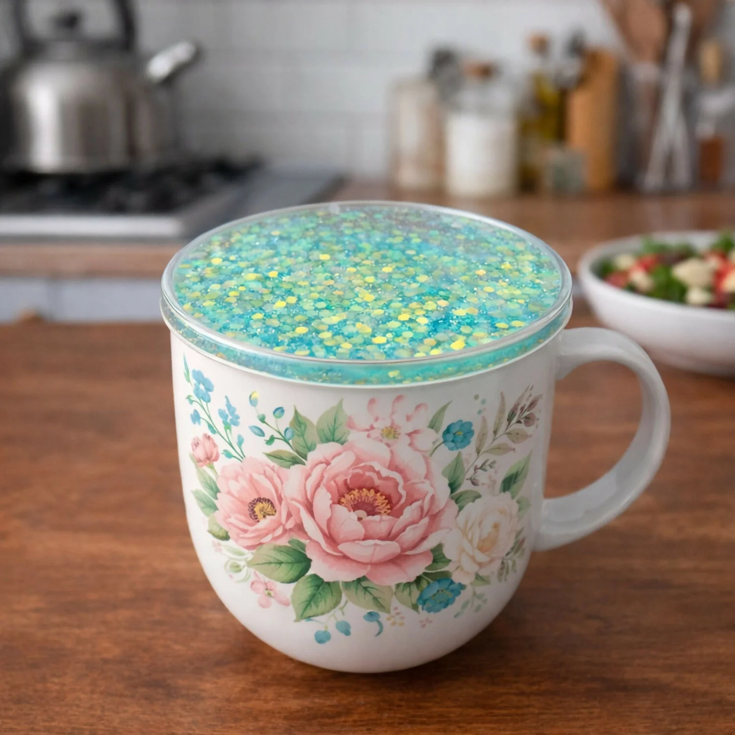 Glitter Resin Tea Coaster – Heat Resistant Round Cup Protector - Image 2