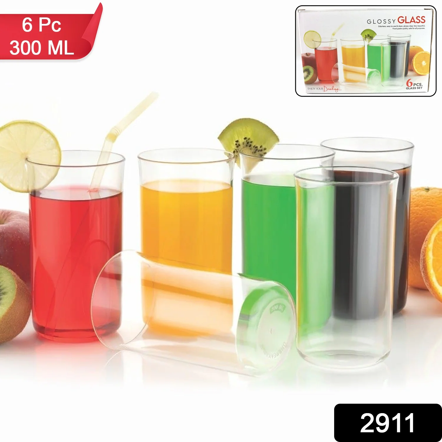 Glossy Plastic Glass Set – Durable 300ml Lightweight Tumblers (6 Pc) - Image 2