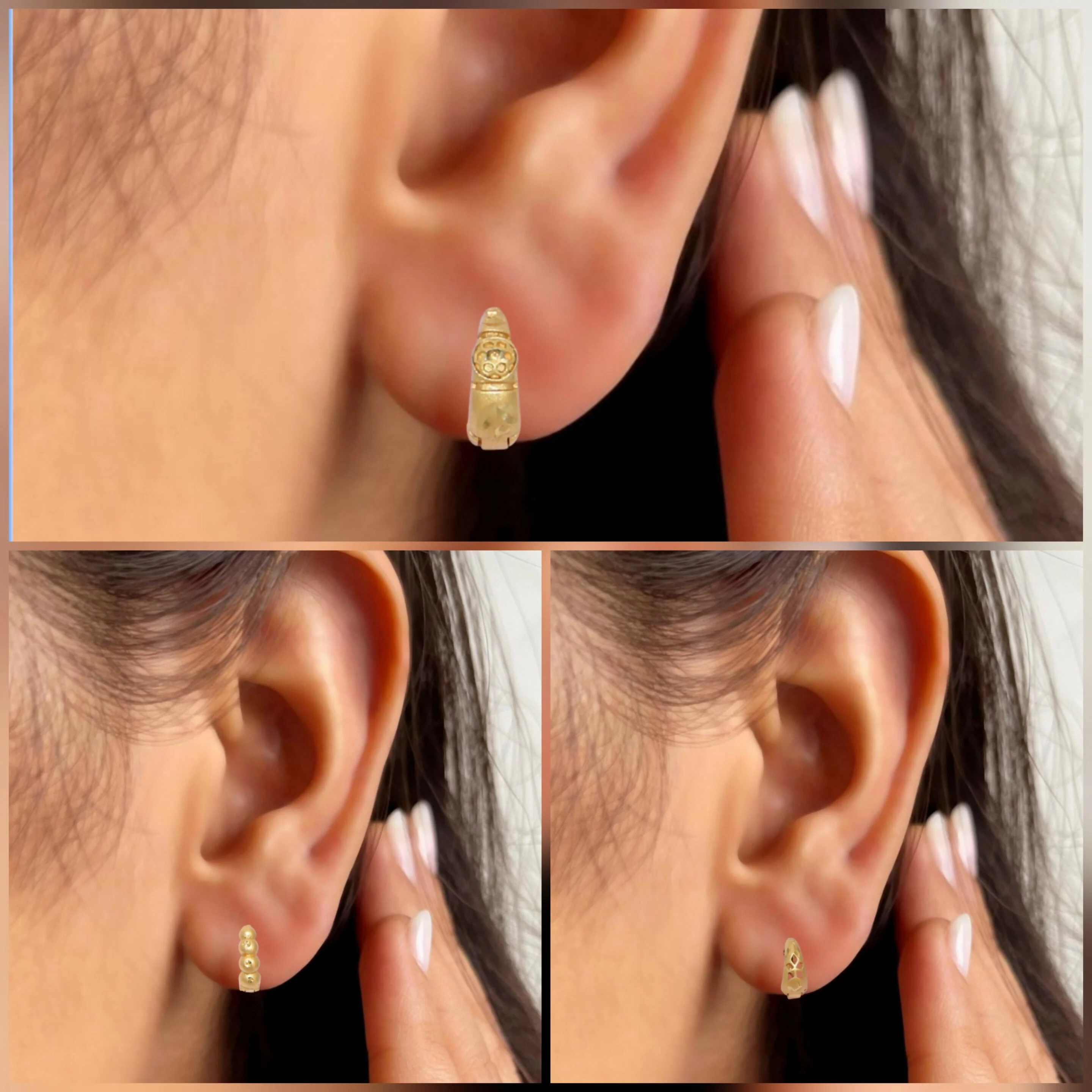 Gold Bali Earrings – Elegant 22K AD Bali Design Combo Pack of 3 - Image 2