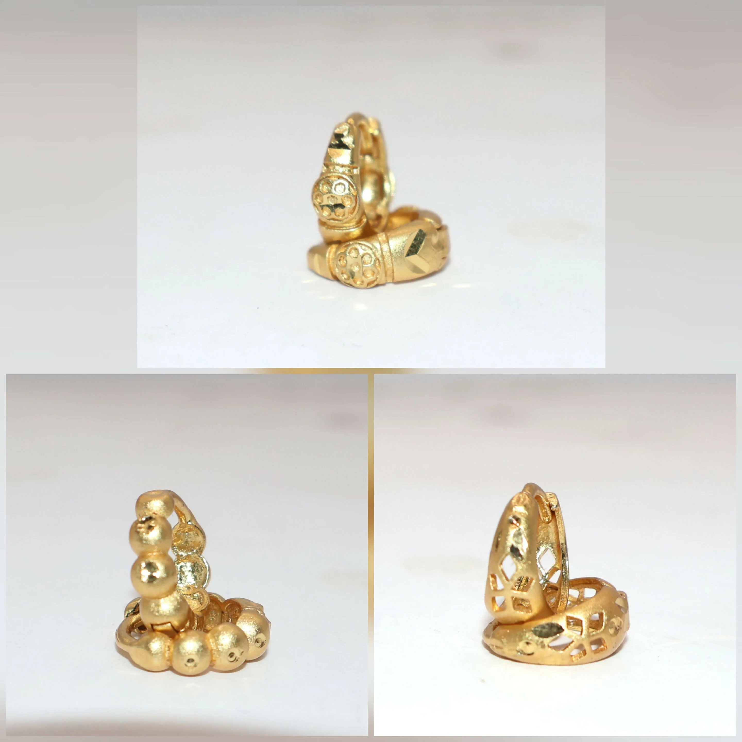 Gold Bali Earrings – Elegant 22K AD Bali Design Combo Pack of 3 - Image 3