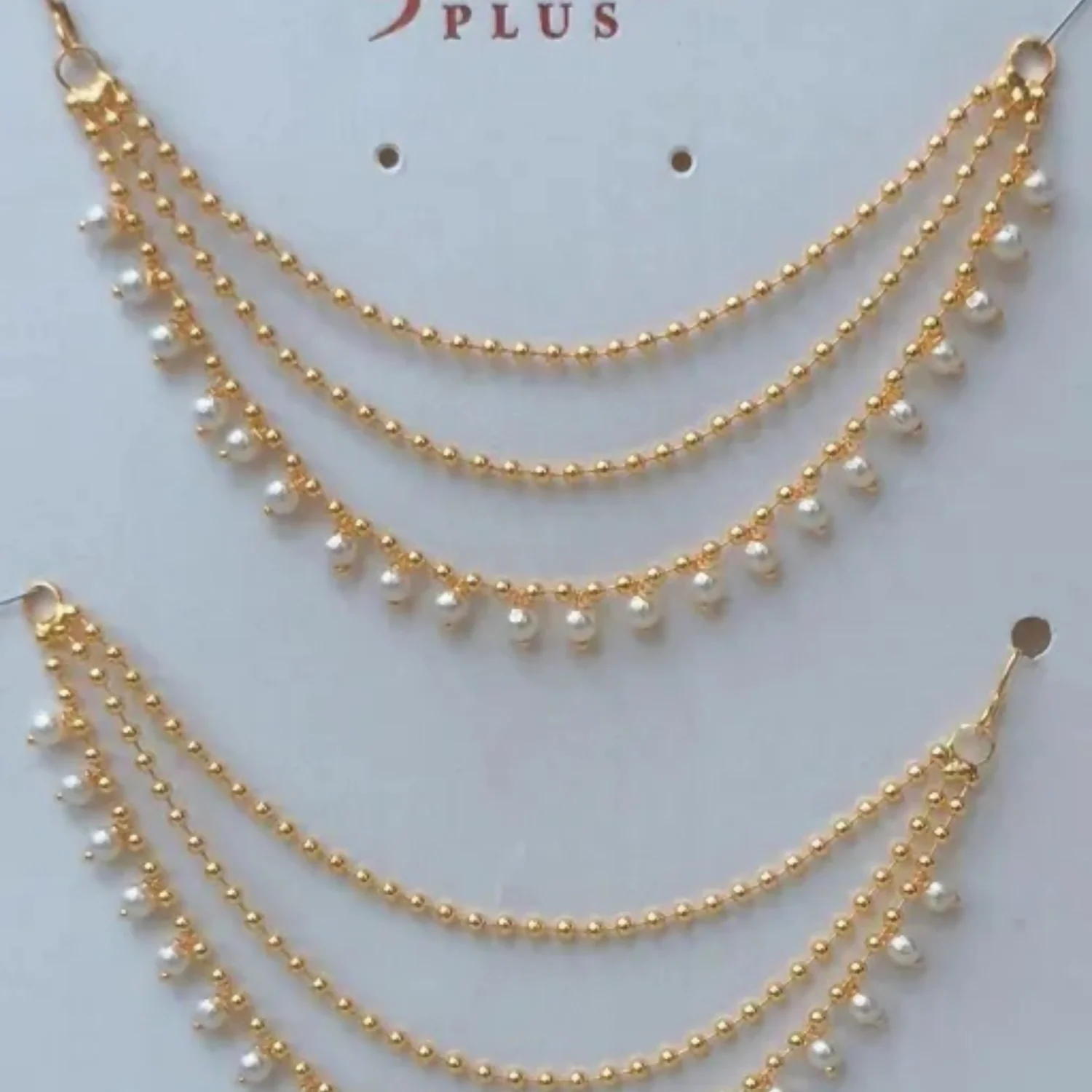 Gold Coated Temple Jewelry Chain – Elegant Multilayer Pearl Design - Image 4