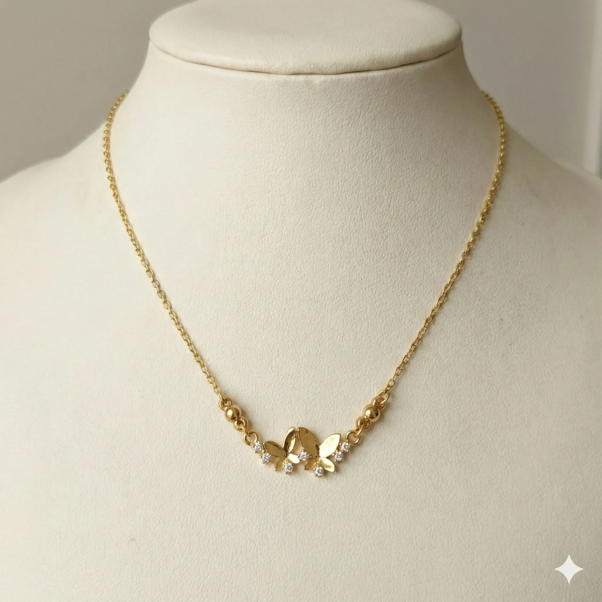Gold Double Butterfly Necklace – Elegant Crystal Accents for Women - Image 3