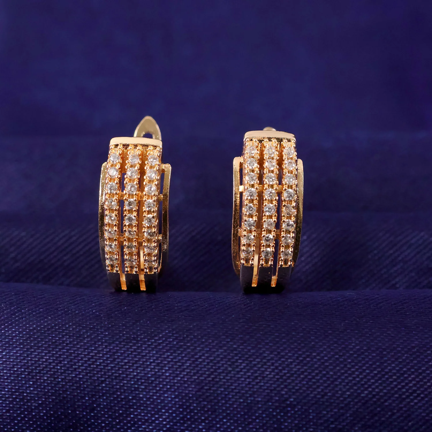 Crystal Hoop Earrings – Elegant Gold Finish Party Wear - Image 2