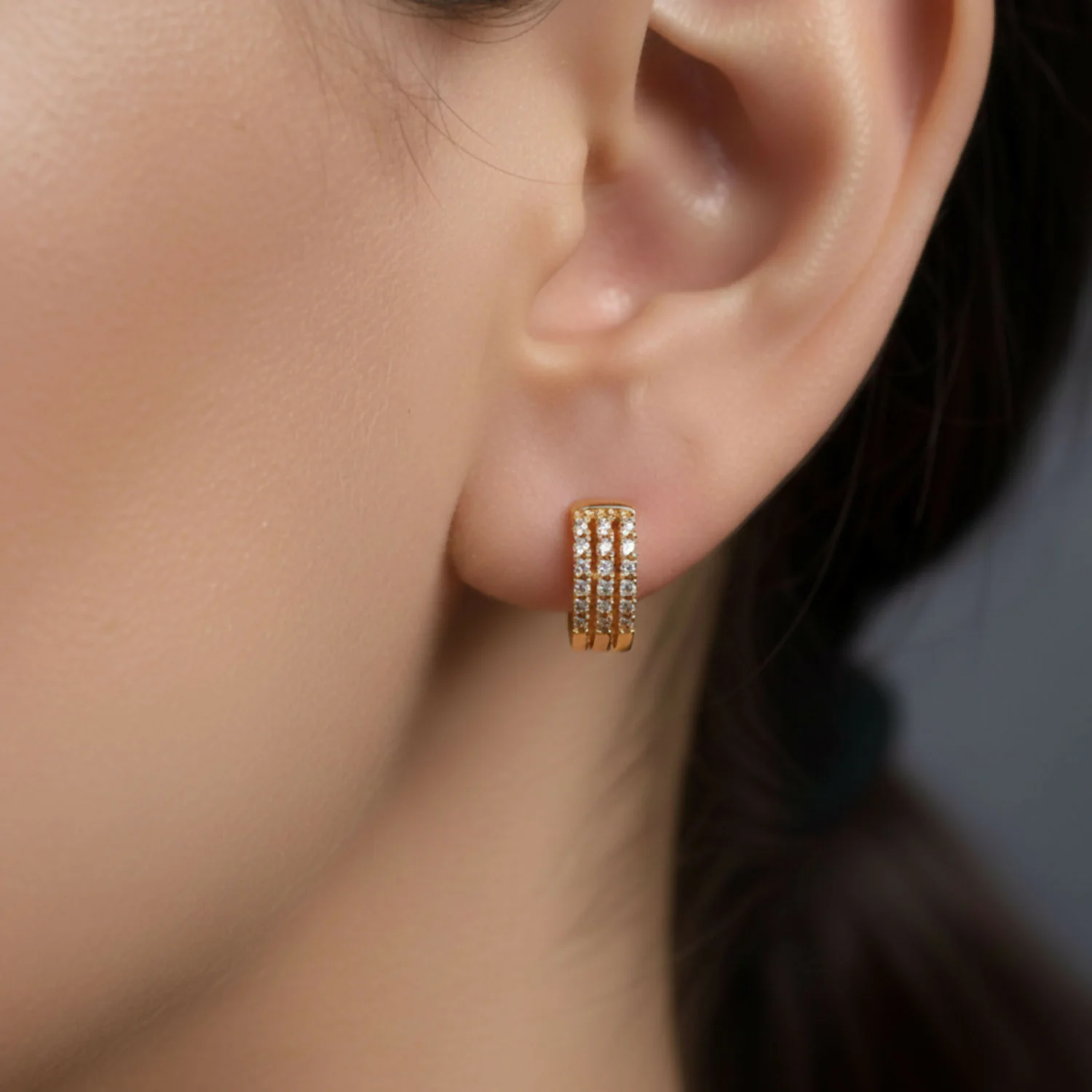 Crystal Hoop Earrings – Elegant Gold Finish Party Wear - Image 3