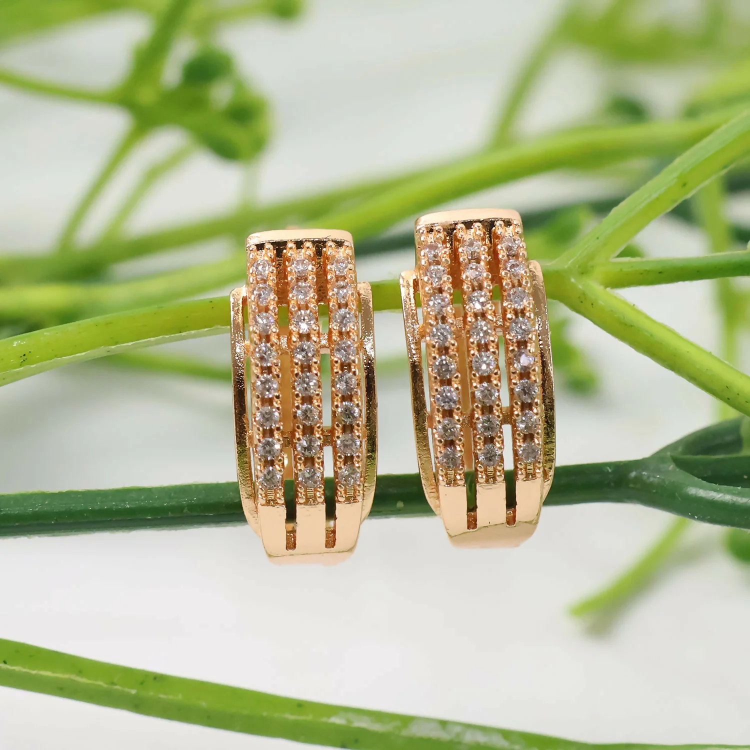 Crystal Hoop Earrings – Elegant Gold Finish Party Wear - Image 4