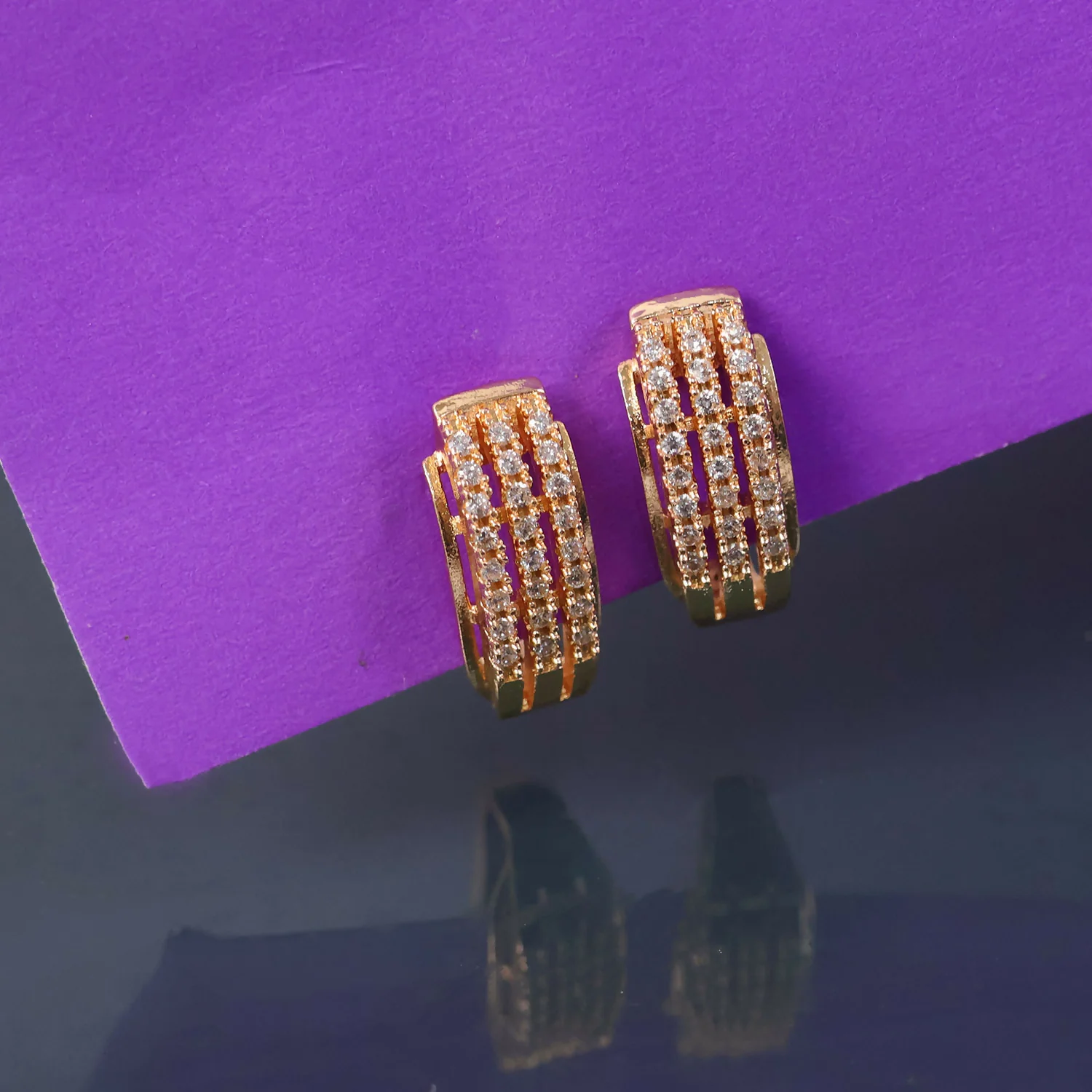 Crystal Hoop Earrings – Elegant Gold Finish Party Wear - Image 5