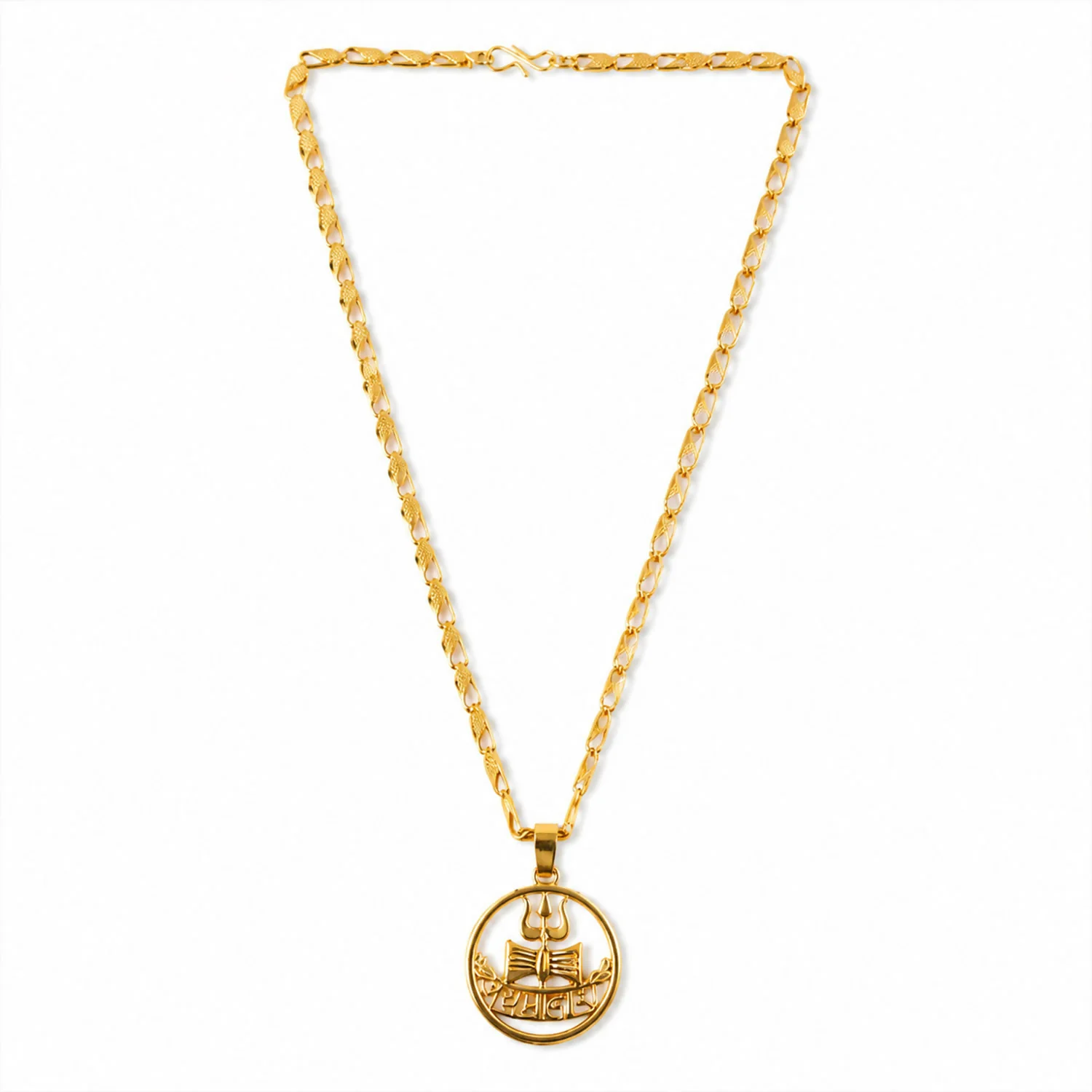 Gold Finish Mahakal Trishul Damru Pendant Chain – Divine Symbol Jewelry - Image 5