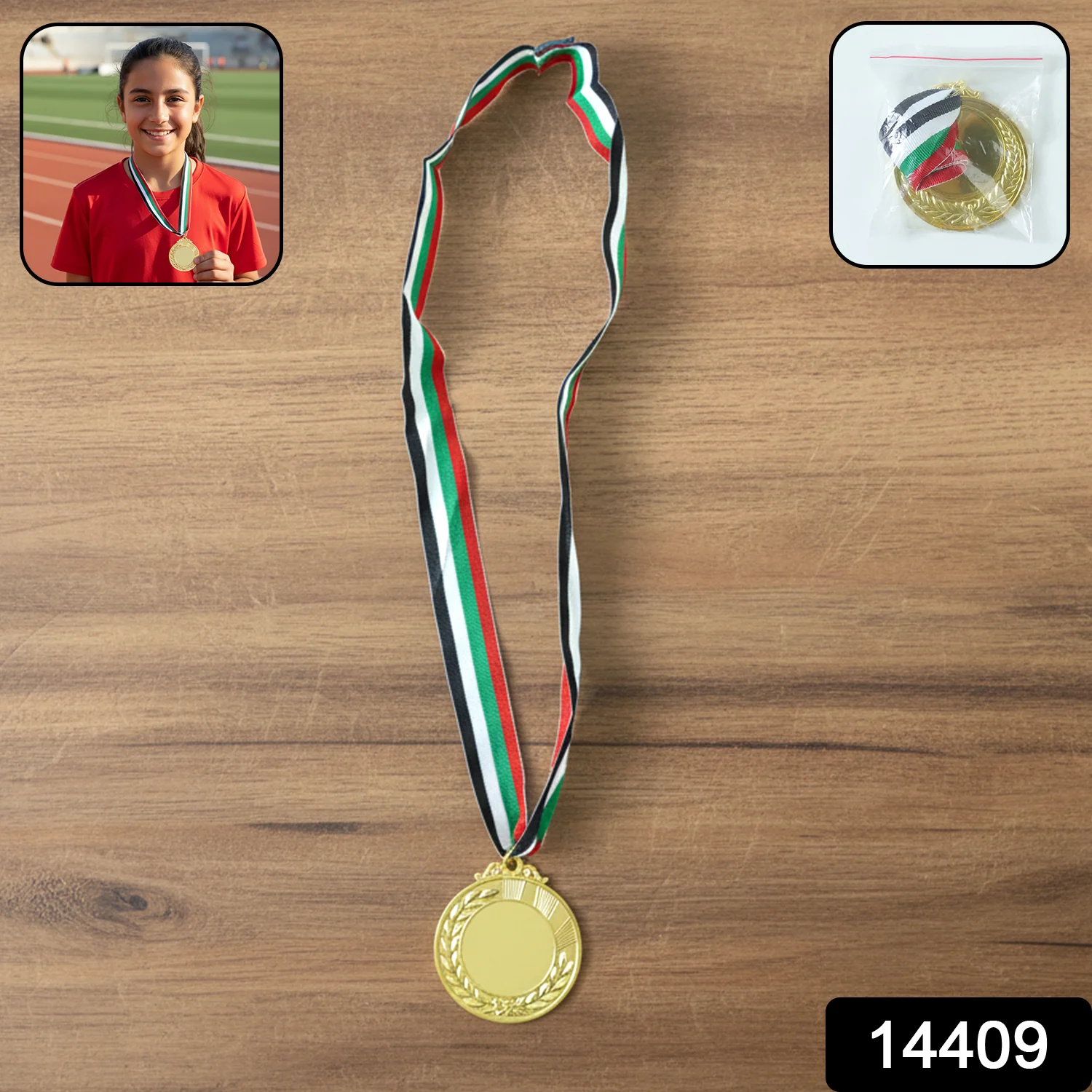 Gold Winner Medal with Tricolor Ribbon – Elegant Sports Award - Image 2