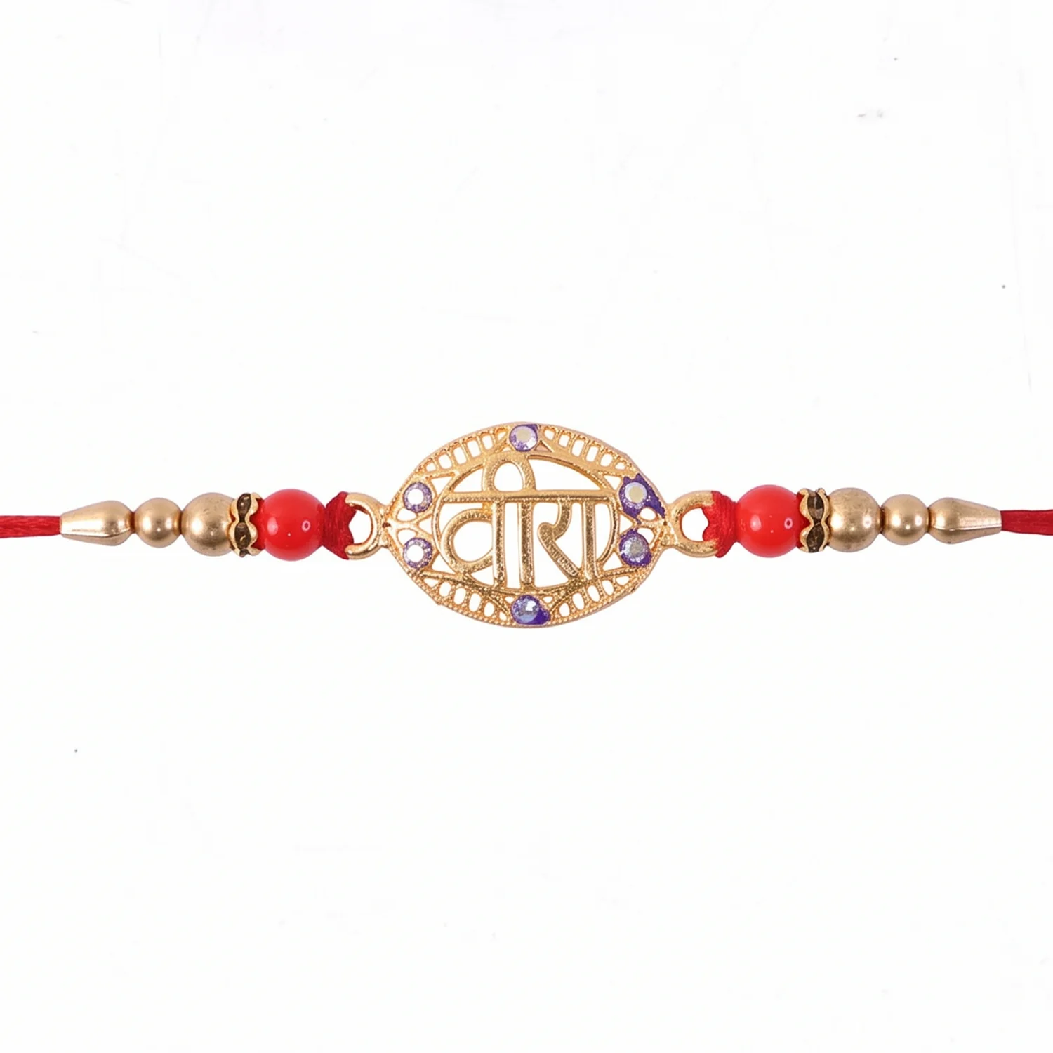 Rakhi – Traditional Thread with Red Beads & Gold Detailing - Image 5