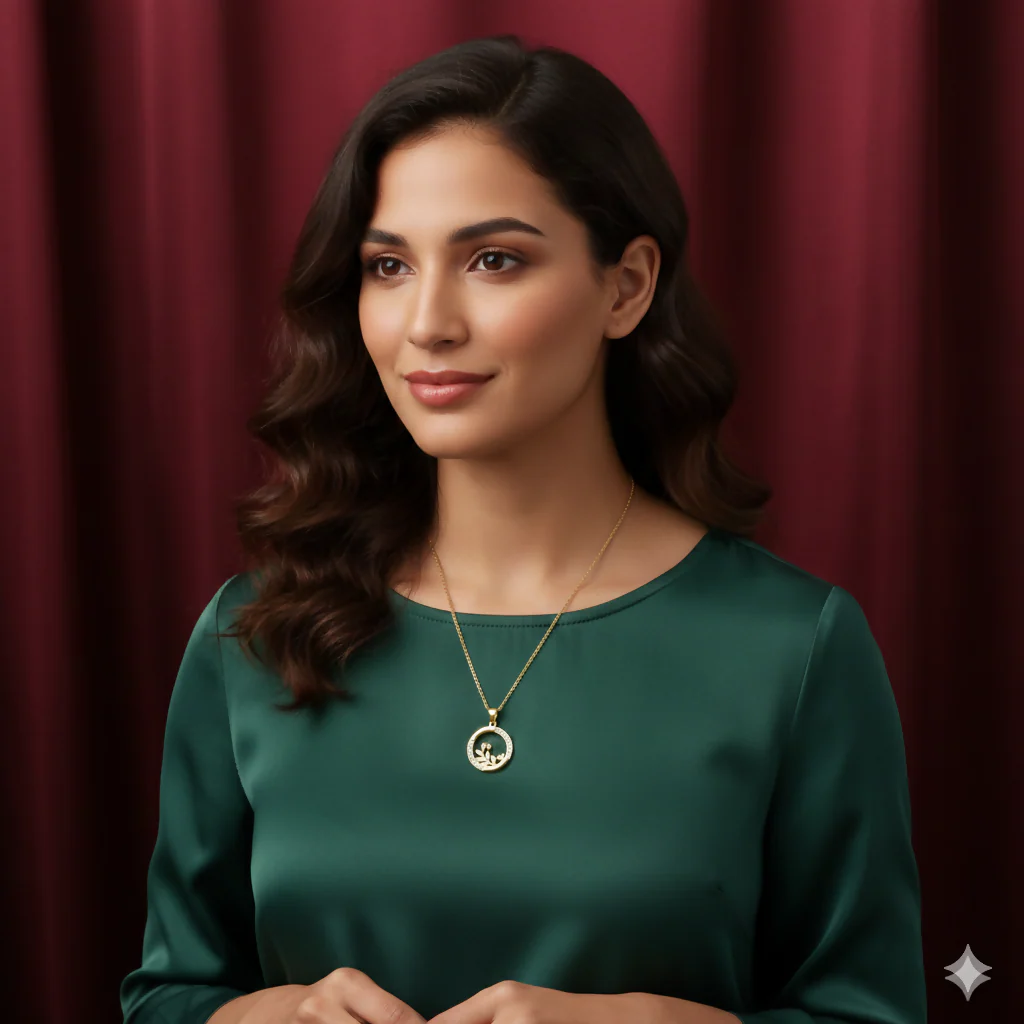 Gold-Plated Circle Pendant Necklace – Sparkling CZ Halo Jewelry - Image 4
