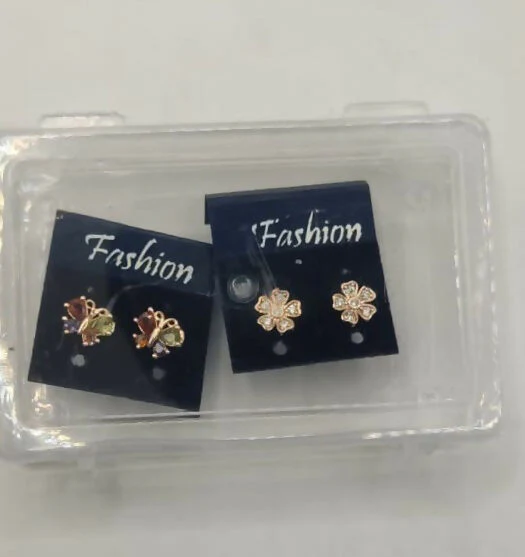 Gold-Plated Stud Earrings Set – Floral & Colorful Butterfly Combo - Image 5