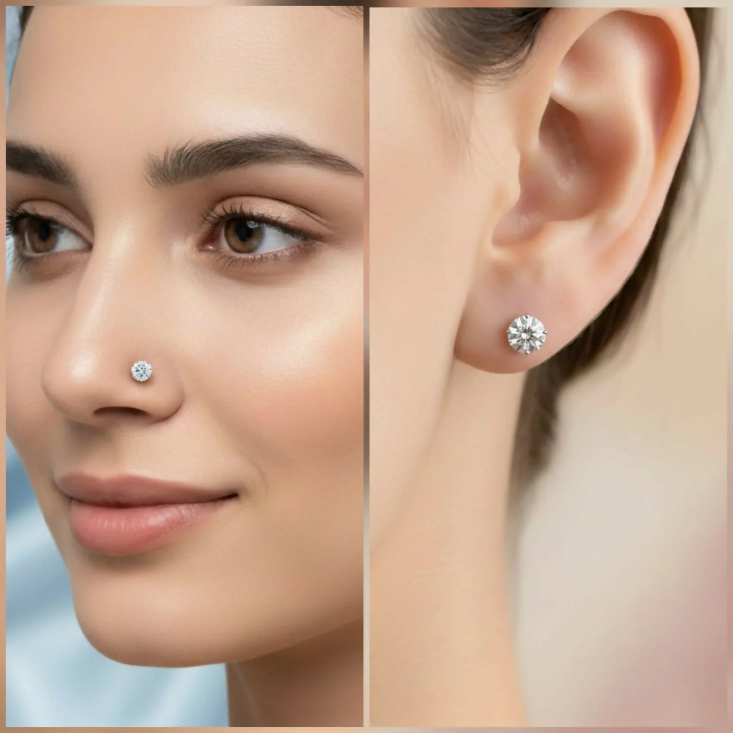 Gold Plated Diamond Stud Earrings – Sparkling Combo Pack of 2 - Image 4